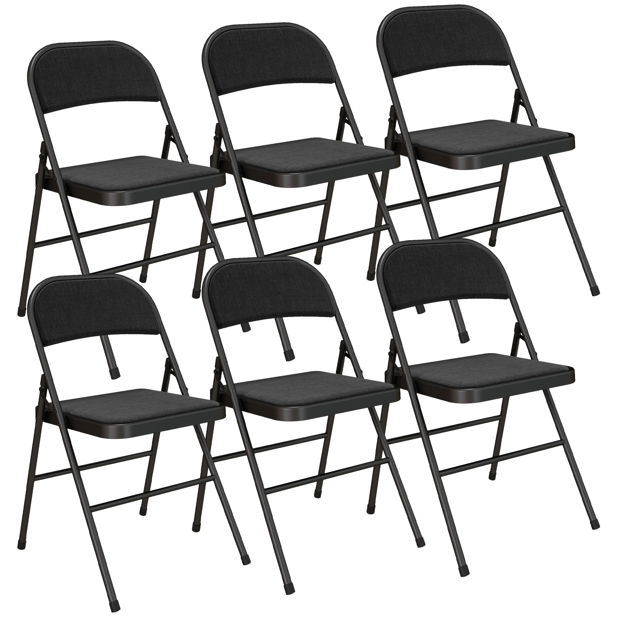 HOMCOM Lot de 6 chaises pliantes chaises de salle à manger portables cadre en acier 45 x 46 x 78 cm noir