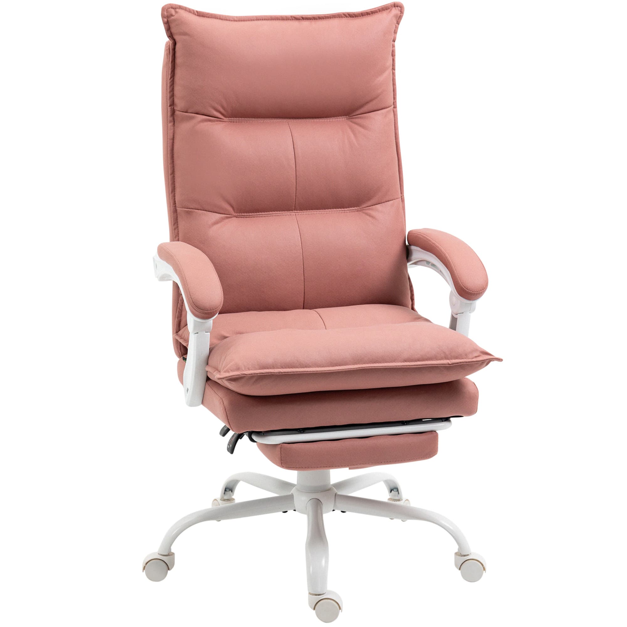 Vinsetto Fauteuil de bureau massant et chauffant, chaise de bureau, hauteur réglable, dossier inclinable, 66x74x121,5cm rose