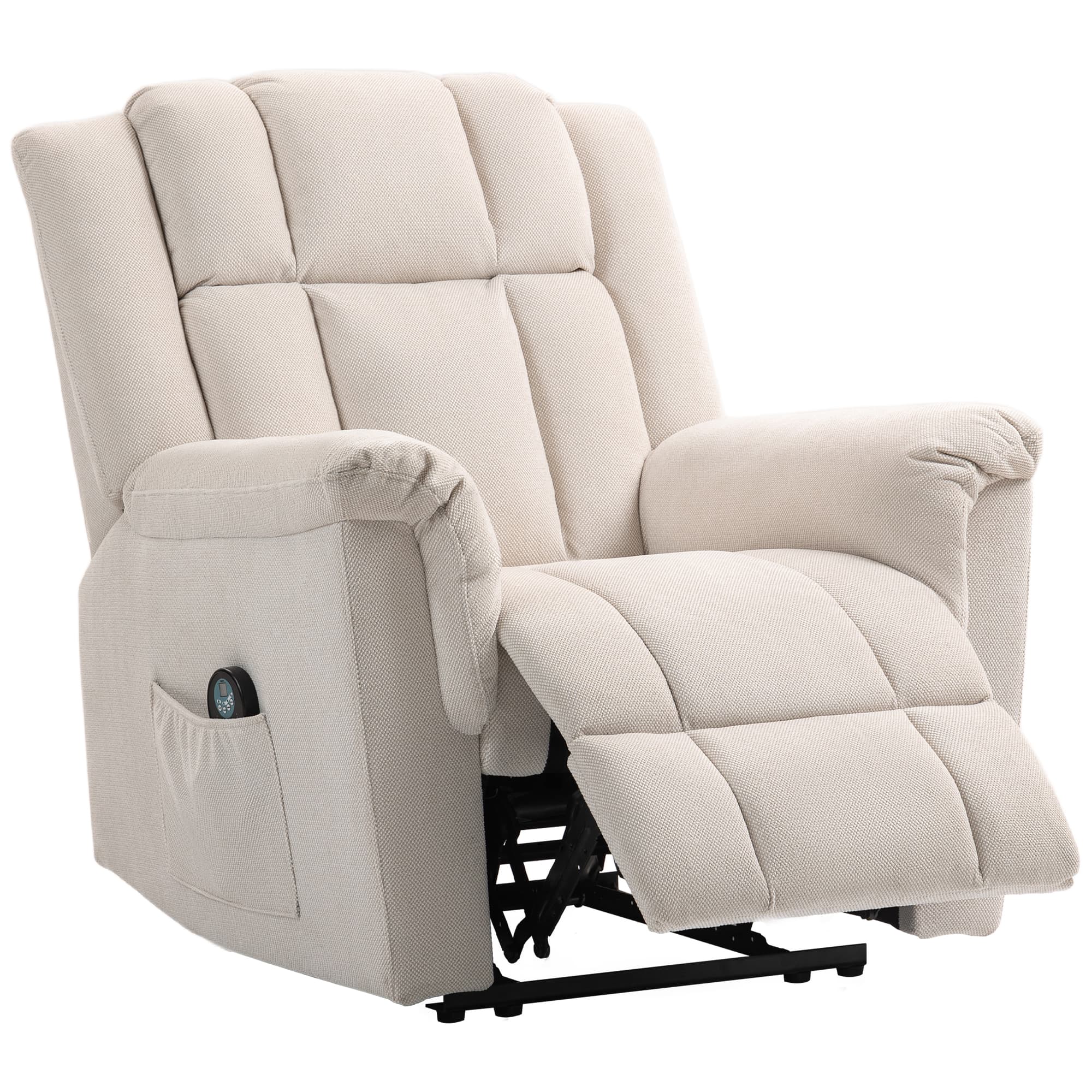 HOMCOM Fauteuil relax électrique massant et chauffant, fauteuil inclinable, dossier réglable manuellement, 85x91x104cm, beige