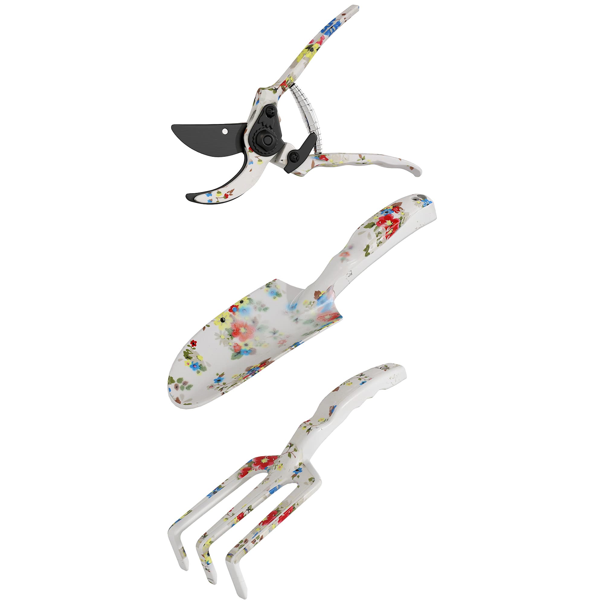 Outsunny Ensemble d'outils de jardinage 3 pièces en aluminium avec sécateur, truelle de jardin, râteau à main, idéal pour taille