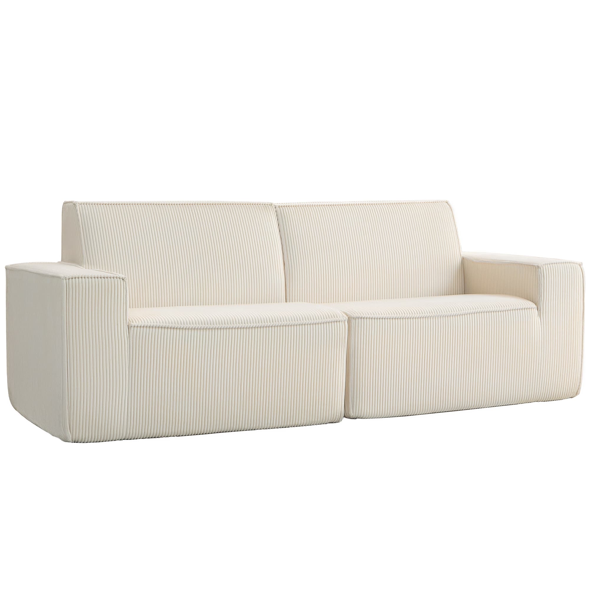 HOMCOM Canapé 3 places en velours côtelé 230 cm, canapé moderne, pas de montage nécessaire, beige