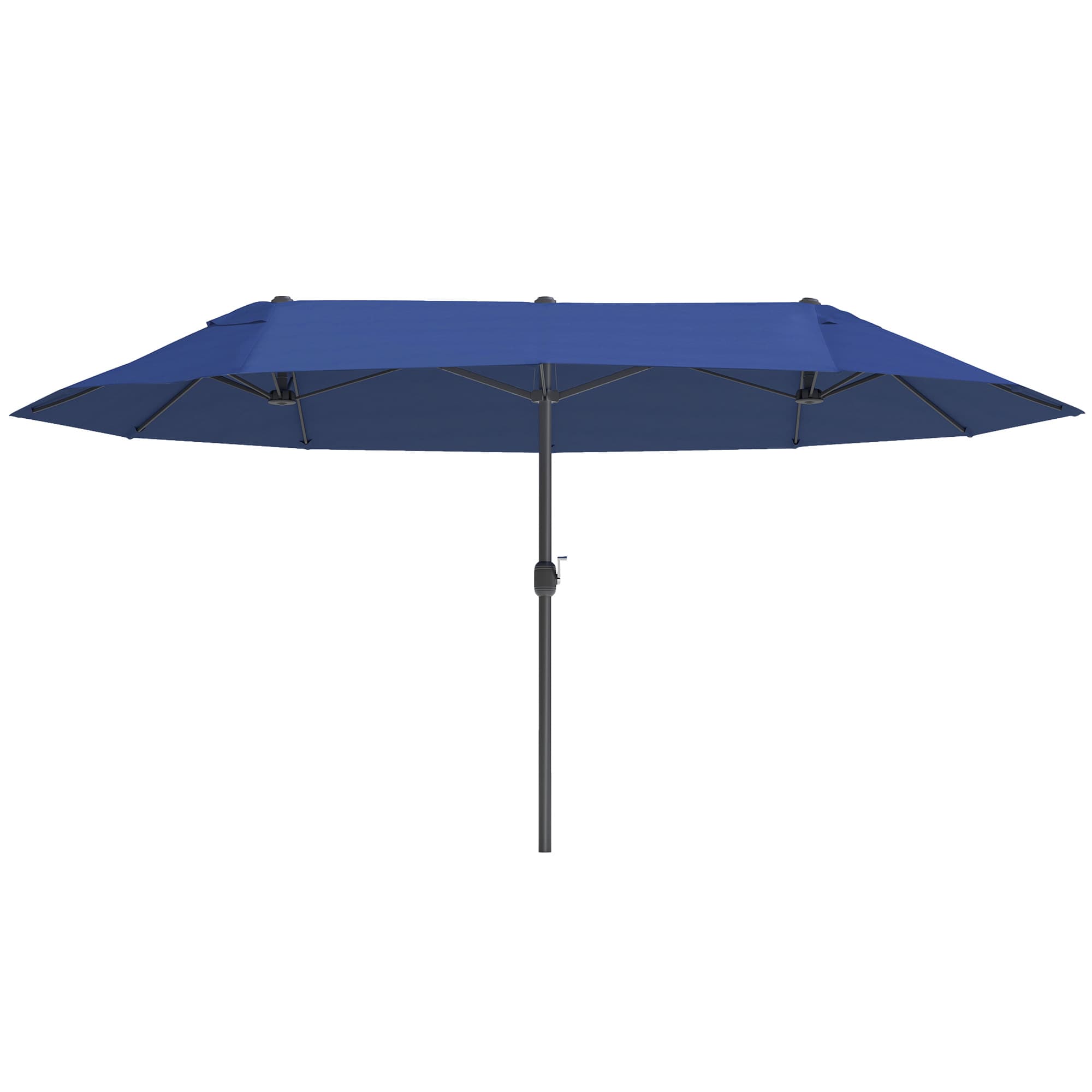 Outsunny Parasol de jardin double rectangulaire 4,6L x 2,7l x 2,4H m avec ouverture fermeture manivelle, toile 180 g/m2, bleu