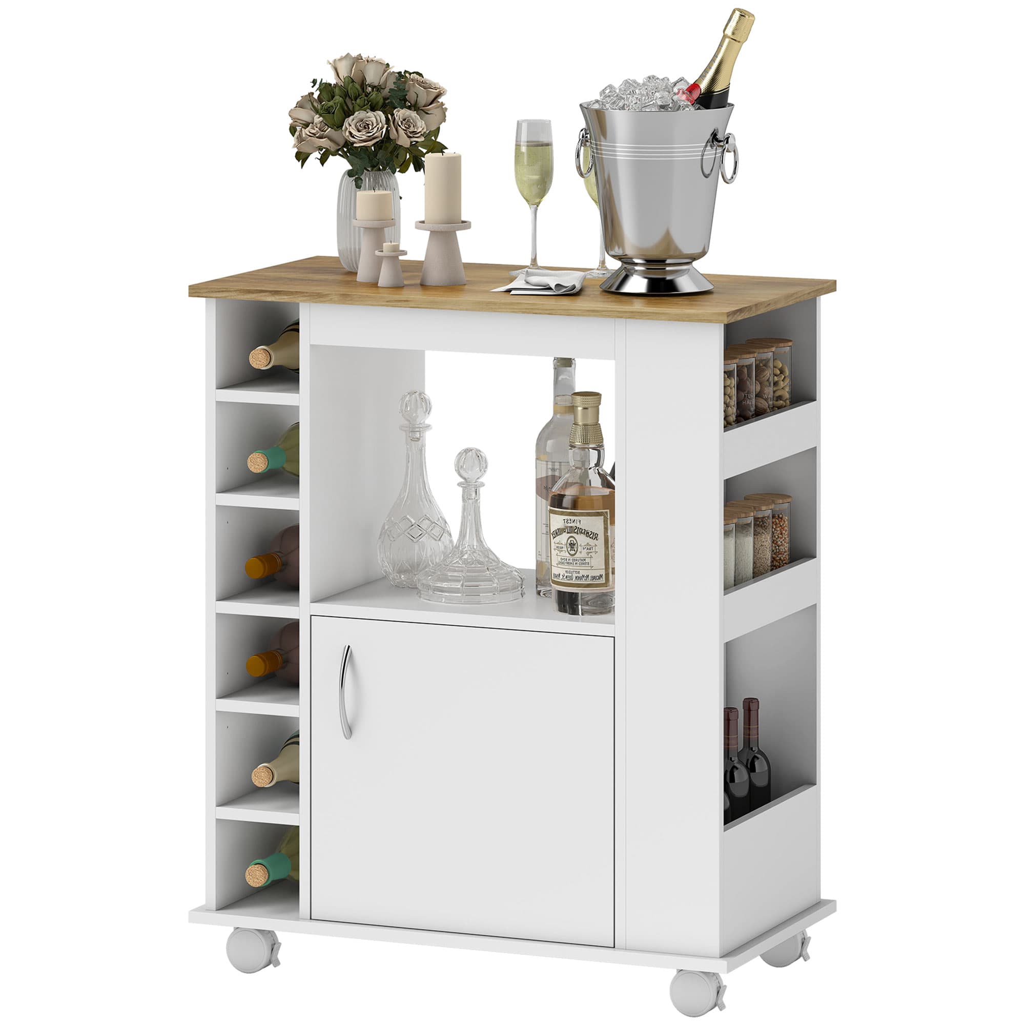 HOMCOM Desserte cuisine multi rangements meuble de rangement avec roulettes dim. 75L x 39,5l x 88H cm panneaux de particules Aosom France