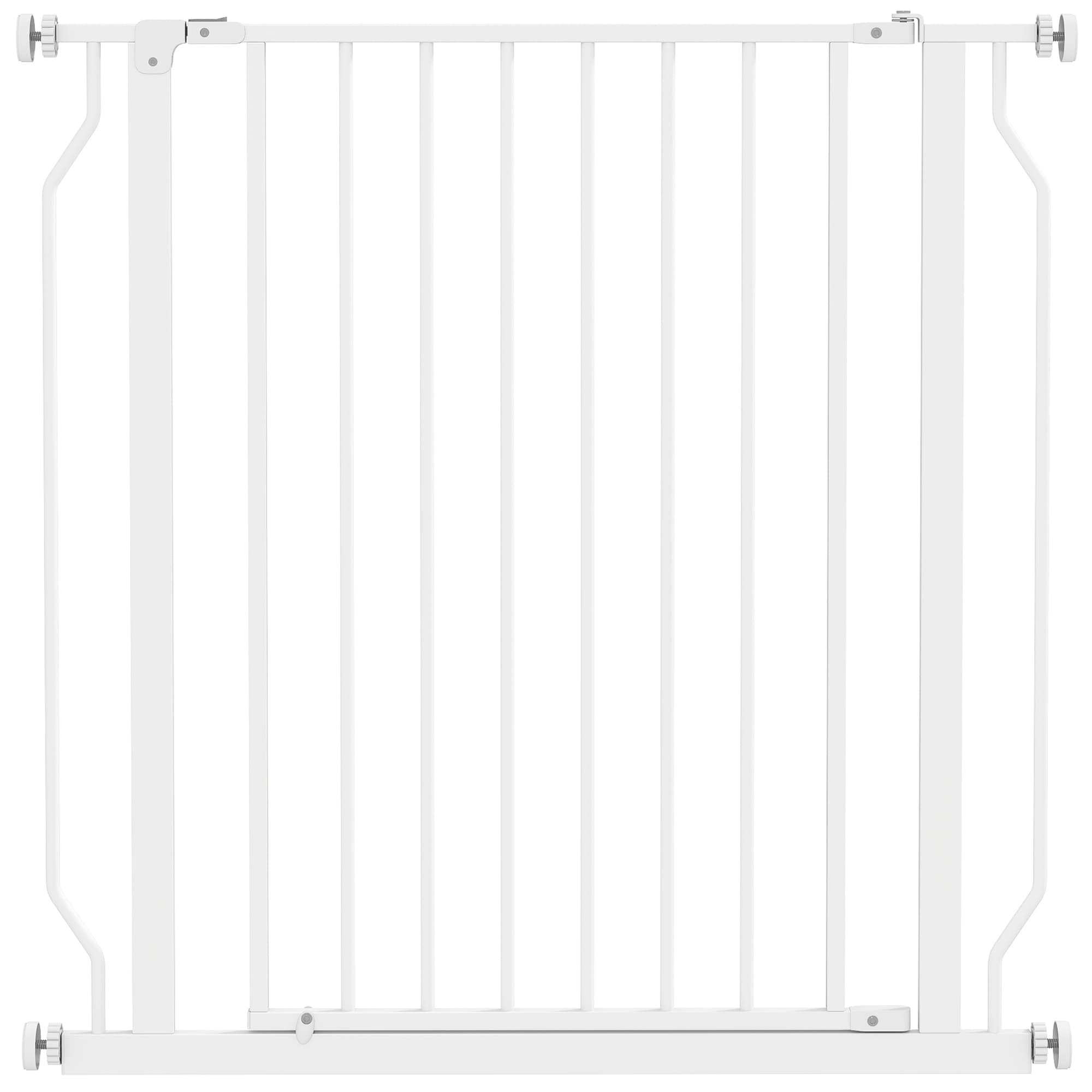 PawHut Barrière de sécurité barrière pour animal domestique longueur réglable dim. 75-85L x 76H cm blanc