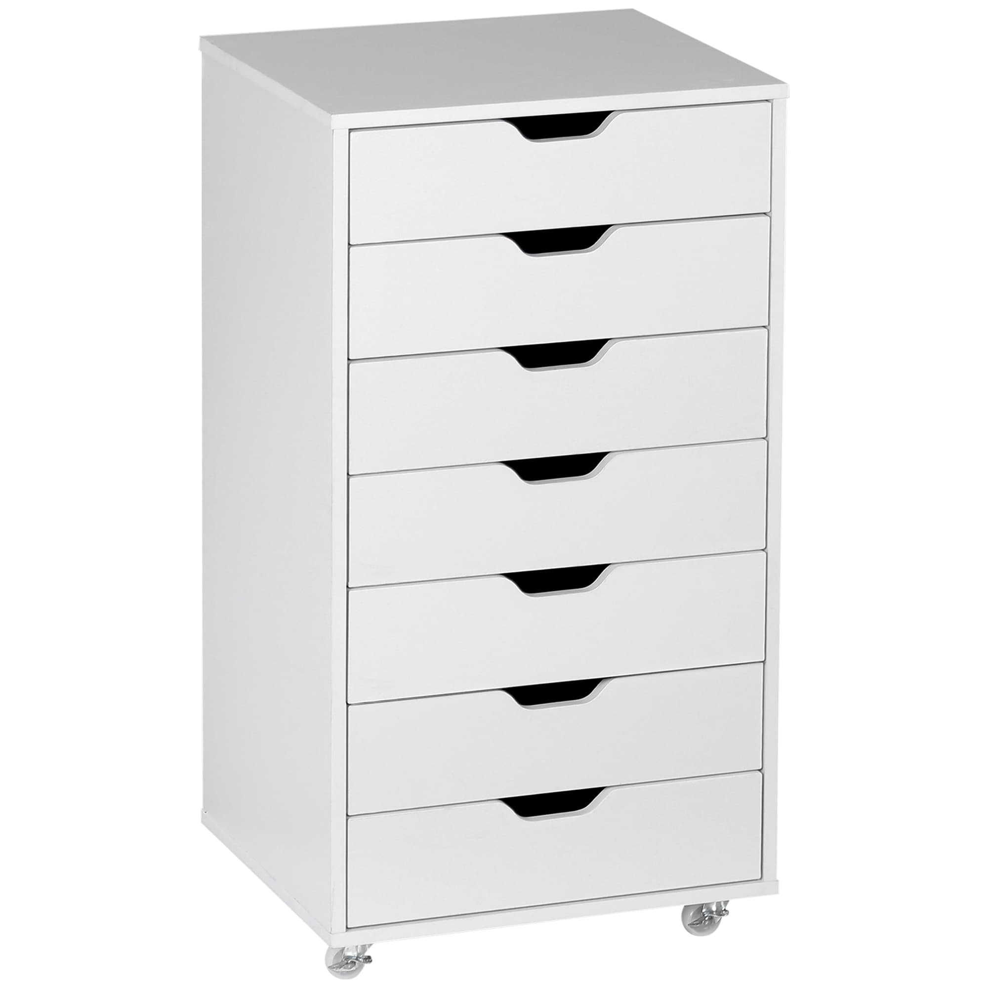 Vinsetto Caisson de bureau à roulette meuble rangement bureau avec 7 tiroirs organisateur pour documents, format A4 ou lettres