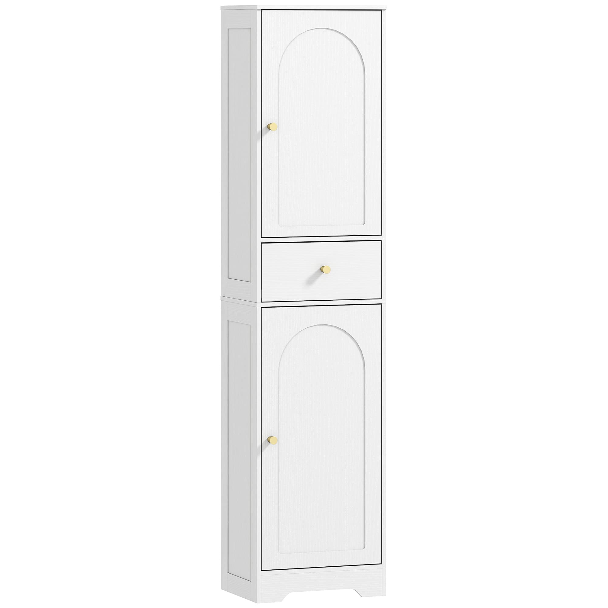 HOMCOM Armoire salle de bain haute meuble de rangement colonne avec placards tiroir et étagères réglables 40x29,5x170cm blanc