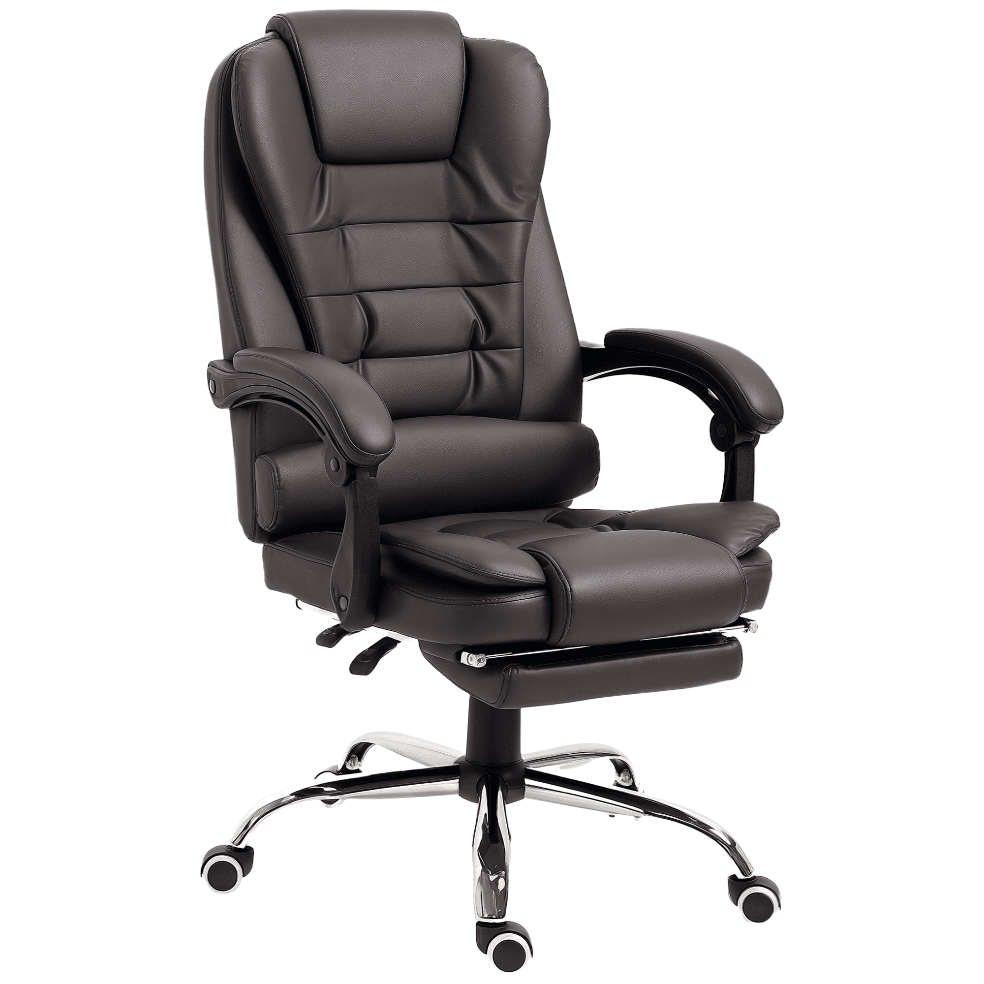 HOMCOM Fauteuil de bureau fauteuil manager grand confort dossier inclinable roulettes P.U 64,5 x 69 x 127 cm Café