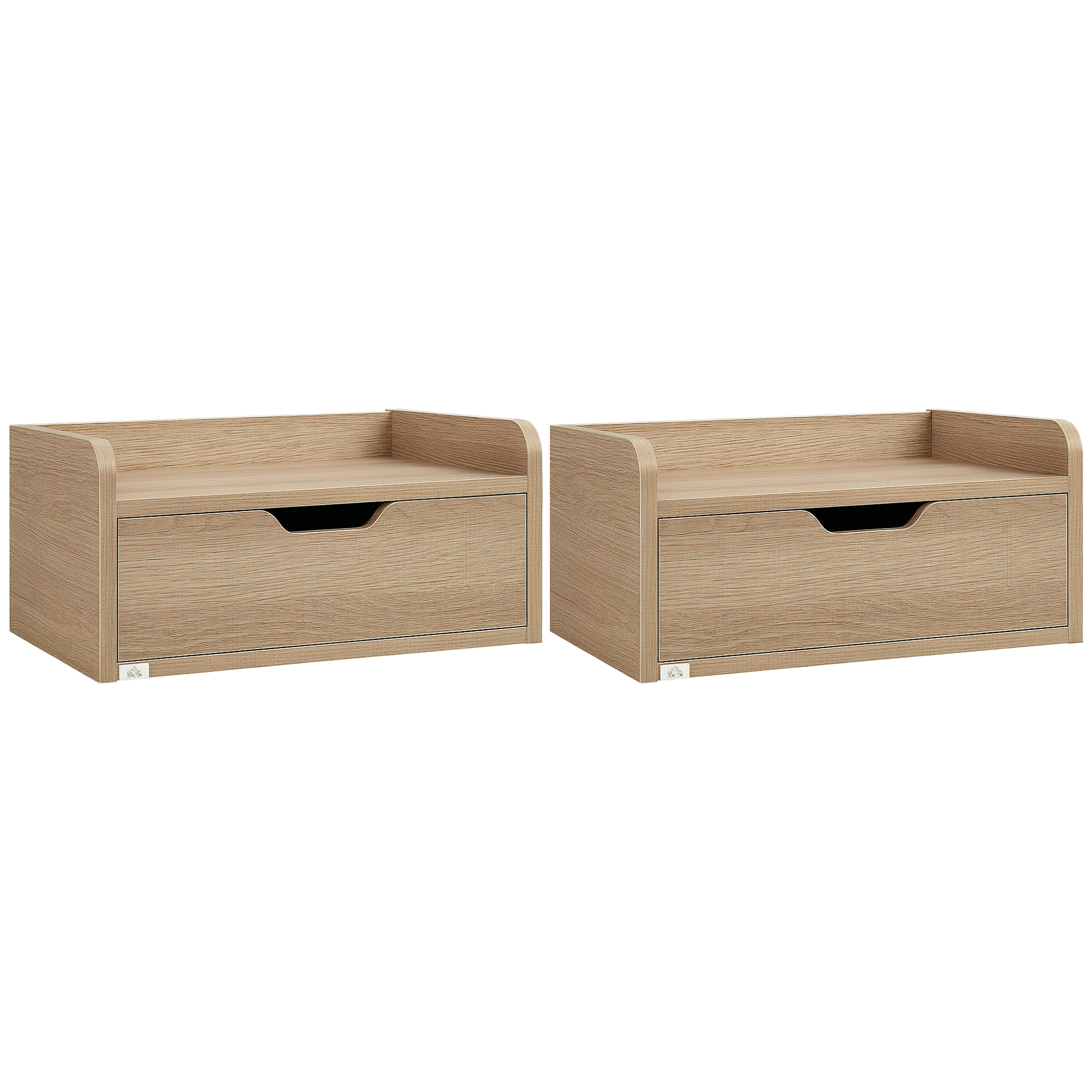 HOMCOM Lot de 2 tables de chevet murales tables de nuit suspendues tiroir plateau aspect bois dim. 40L x 30l x 19,5H cm