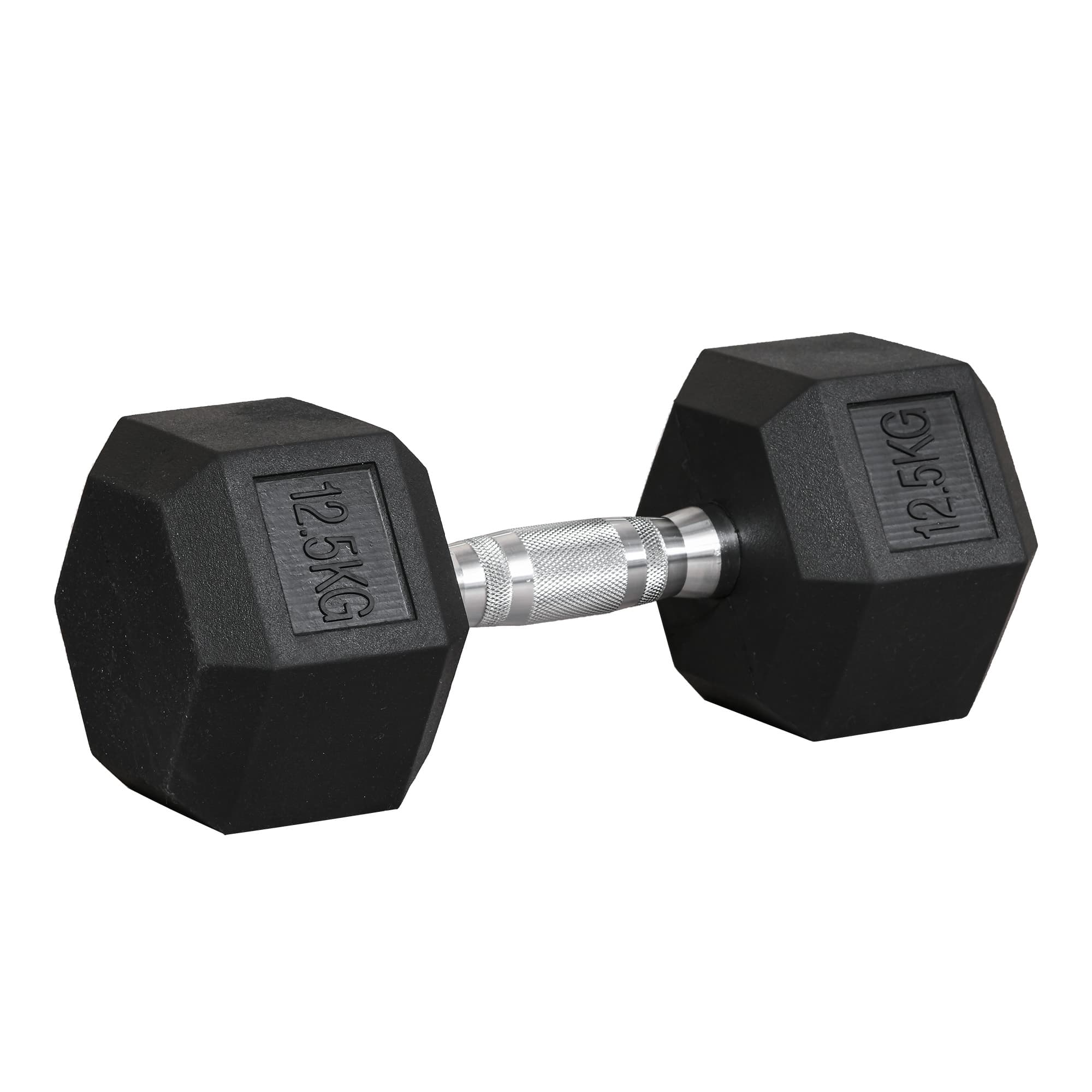 HOMCOM Haltère hexagonal 12,5 kg en fonte caoutchouté pour maison bureau gym à domicile, noir