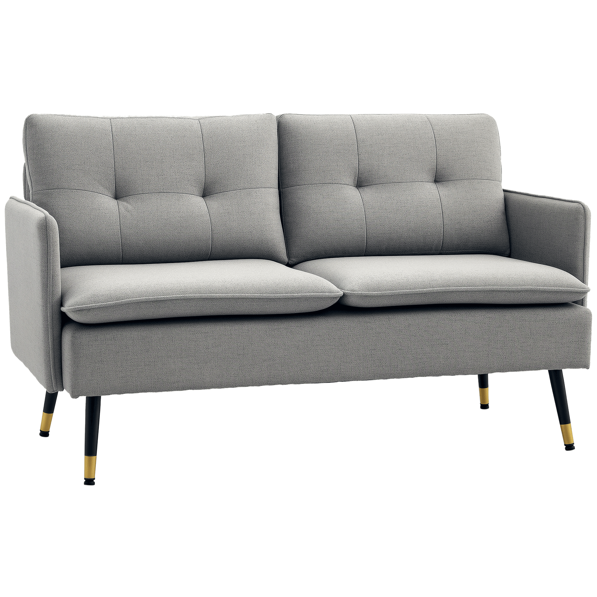Outsunny Canapé 2 Places Gris Scandinave Effet Lin avec Passepoil 139x68x80cm Confort Supérieur Aosom France