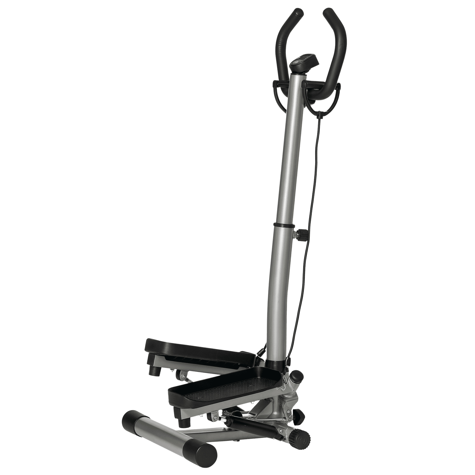 HOMCOM Stepper avec guidon réglable en hauteur, écran LCD, pour appartement, bureau, salon, salle de sport, argent et noir