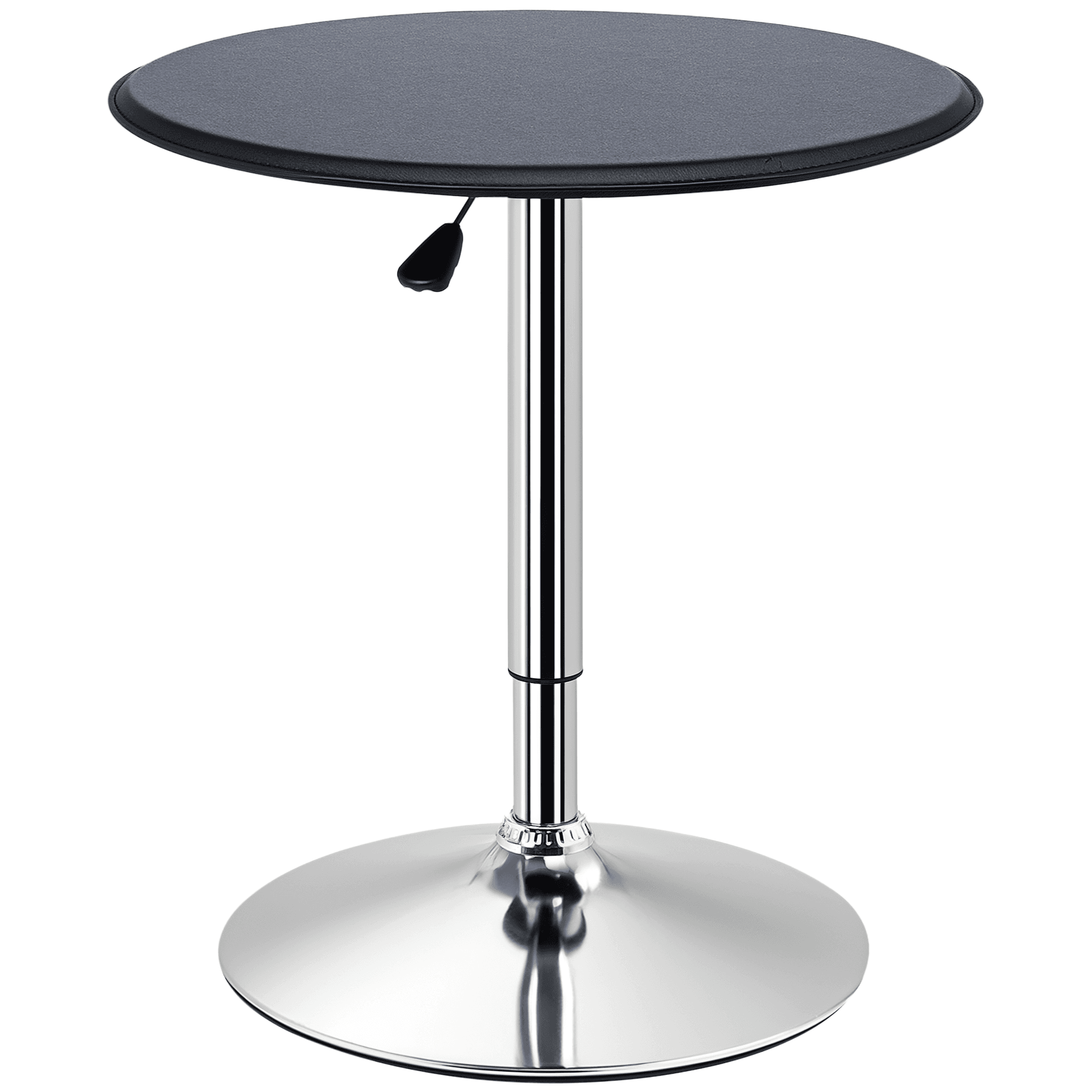 HOMCOM Table de Bar Table Bistro Mange-debout Chic Style Contemporain Hauteur réglable 67-93 cm Ø 63 cm Plateau pivotant 360° métal chromé PVC Noir