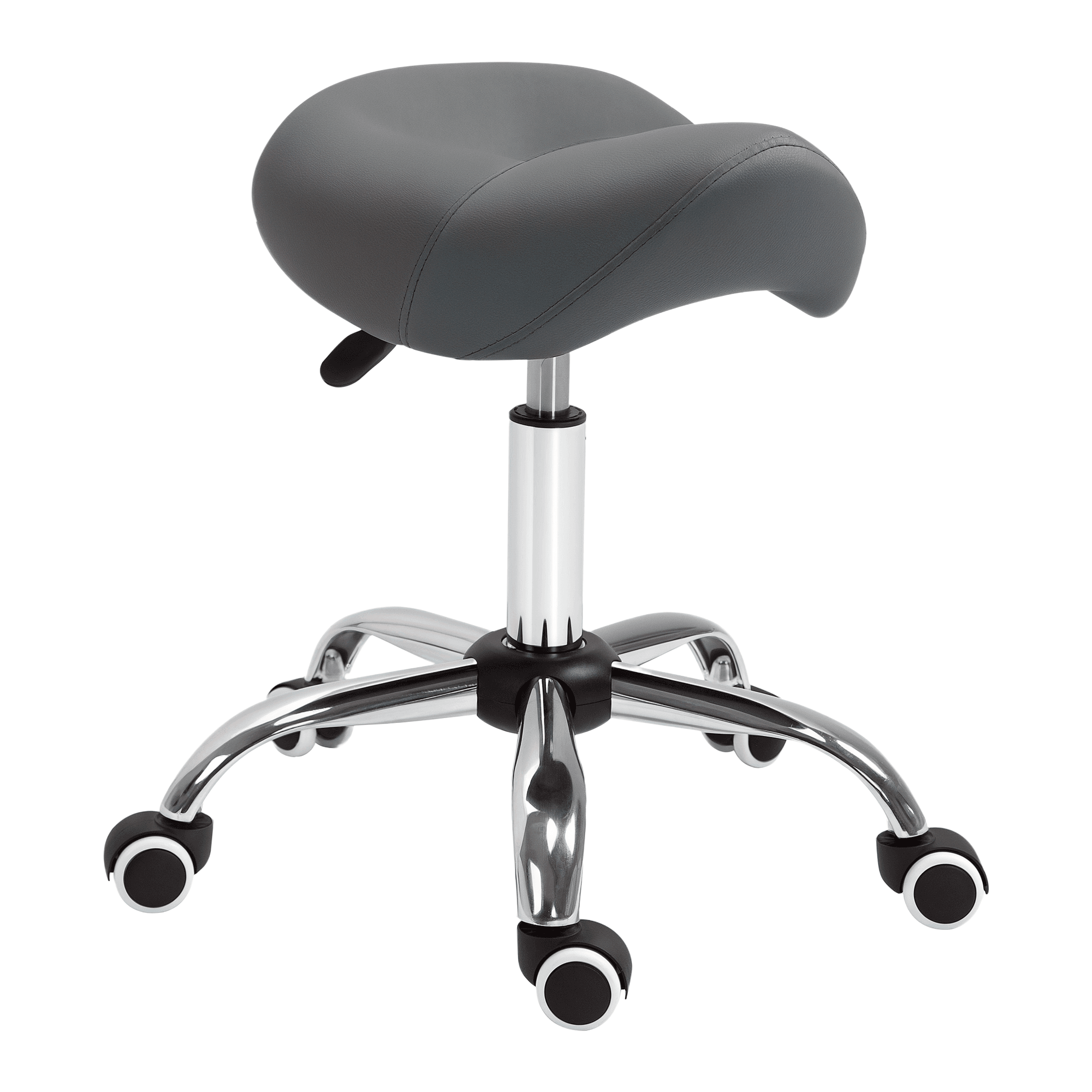 HOMCOM Tabouret de massage tabouret selle ergonomique pivotant 360° hauteur réglable revêtement synthétique gris chromé