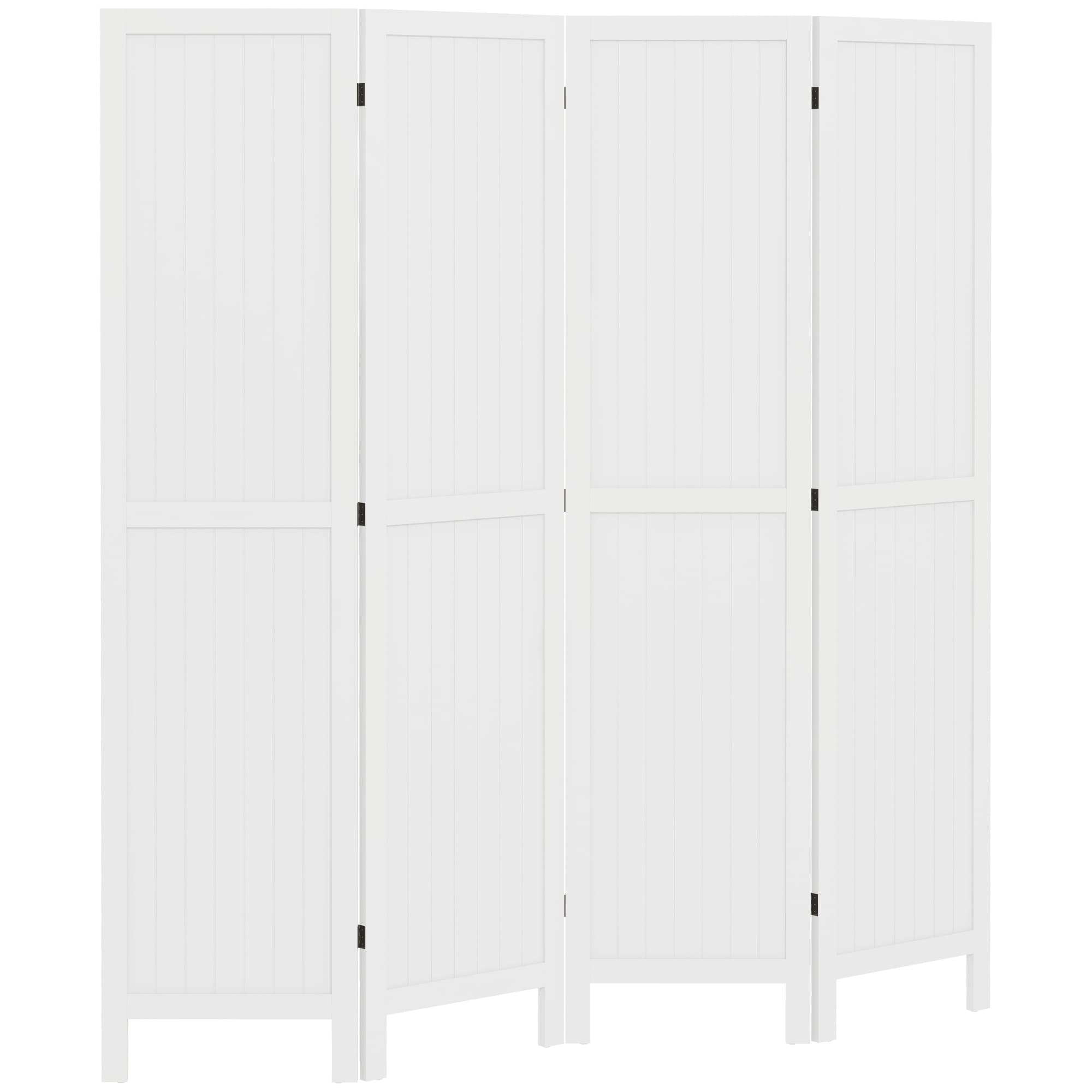 HOMCOM Paravent en bois séparateur de pièce closion intérieur pliable 4 panneaux en bois 160 x 170 cm blanc