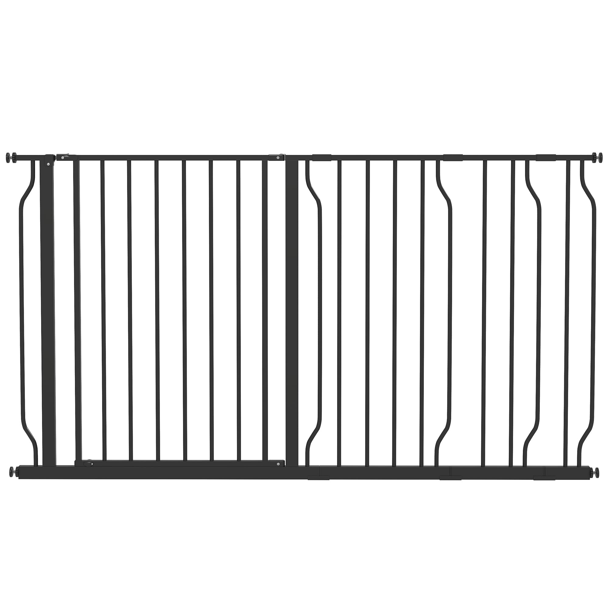 PawHut Barrière de sécurité barrière pour animal domestique longueur réglable dim. 145L x 76H cm noir