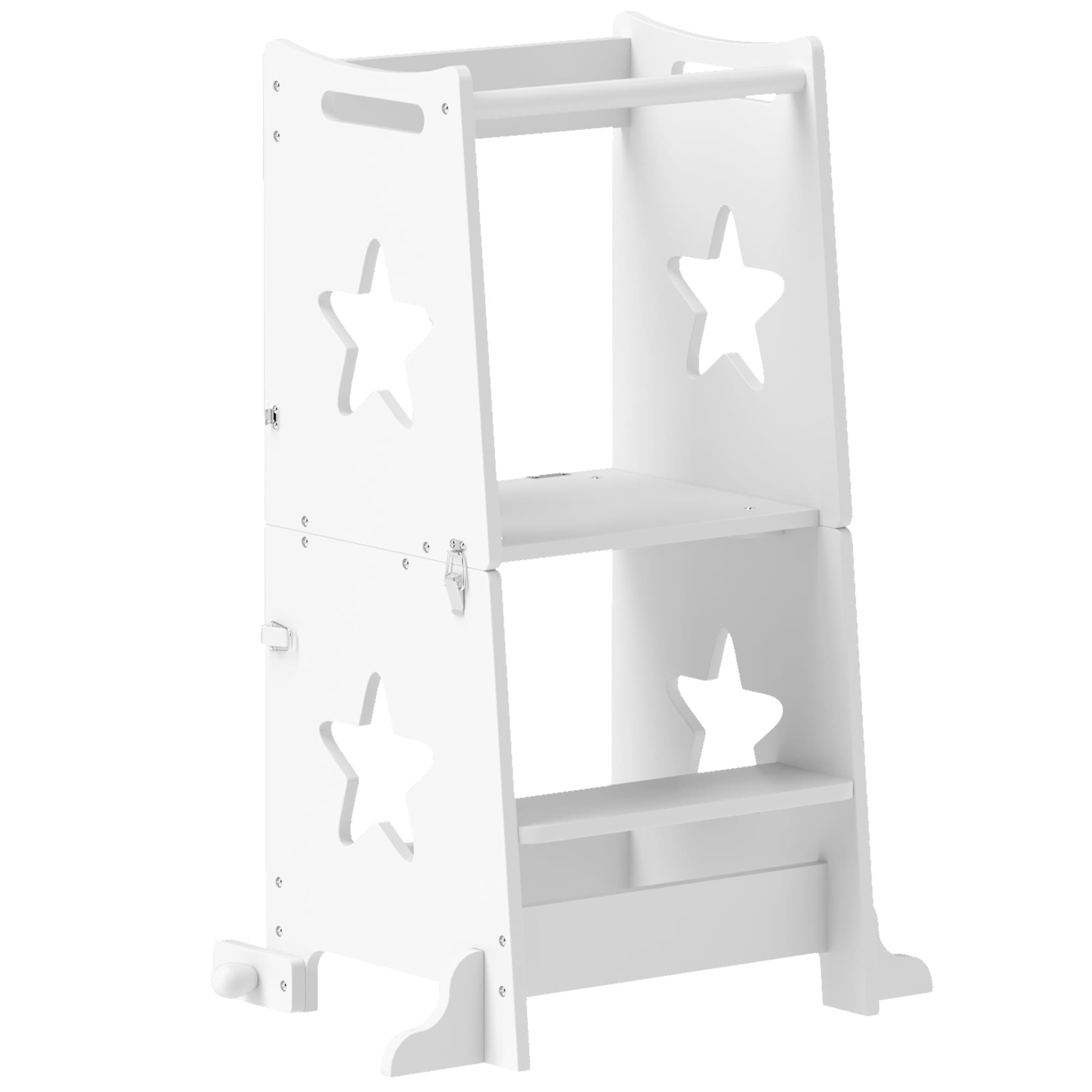 AIYAPLAY Tour d'observation enfant tour d'apprentissage enfant structure trapézoïdale 60 x 44,5 x 86 cm blanc