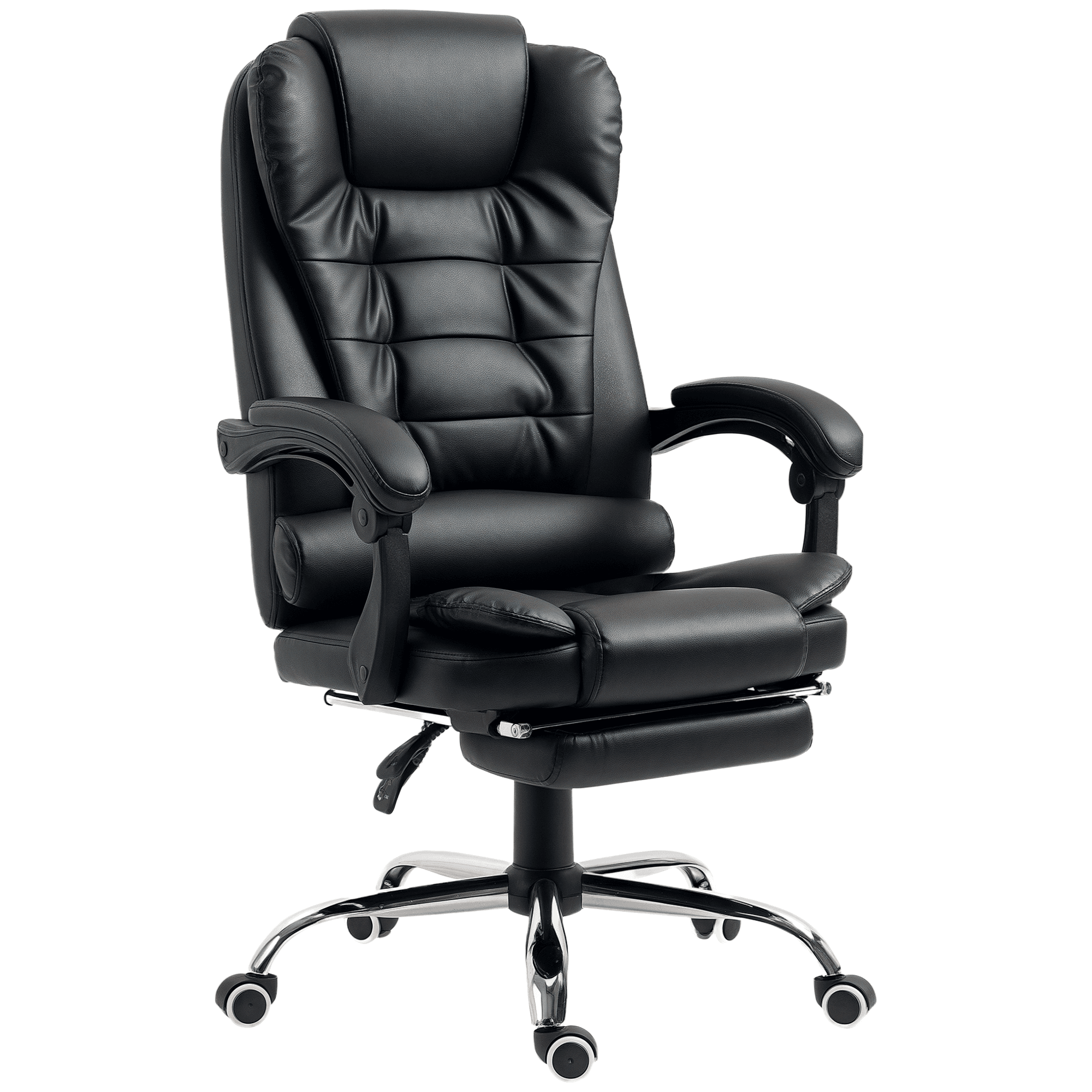HOMCOM Fauteuil de bureau fauteuil manager grand confort dossier inclinable roulettes P.U 64,5 x 69 x 127 cm noir