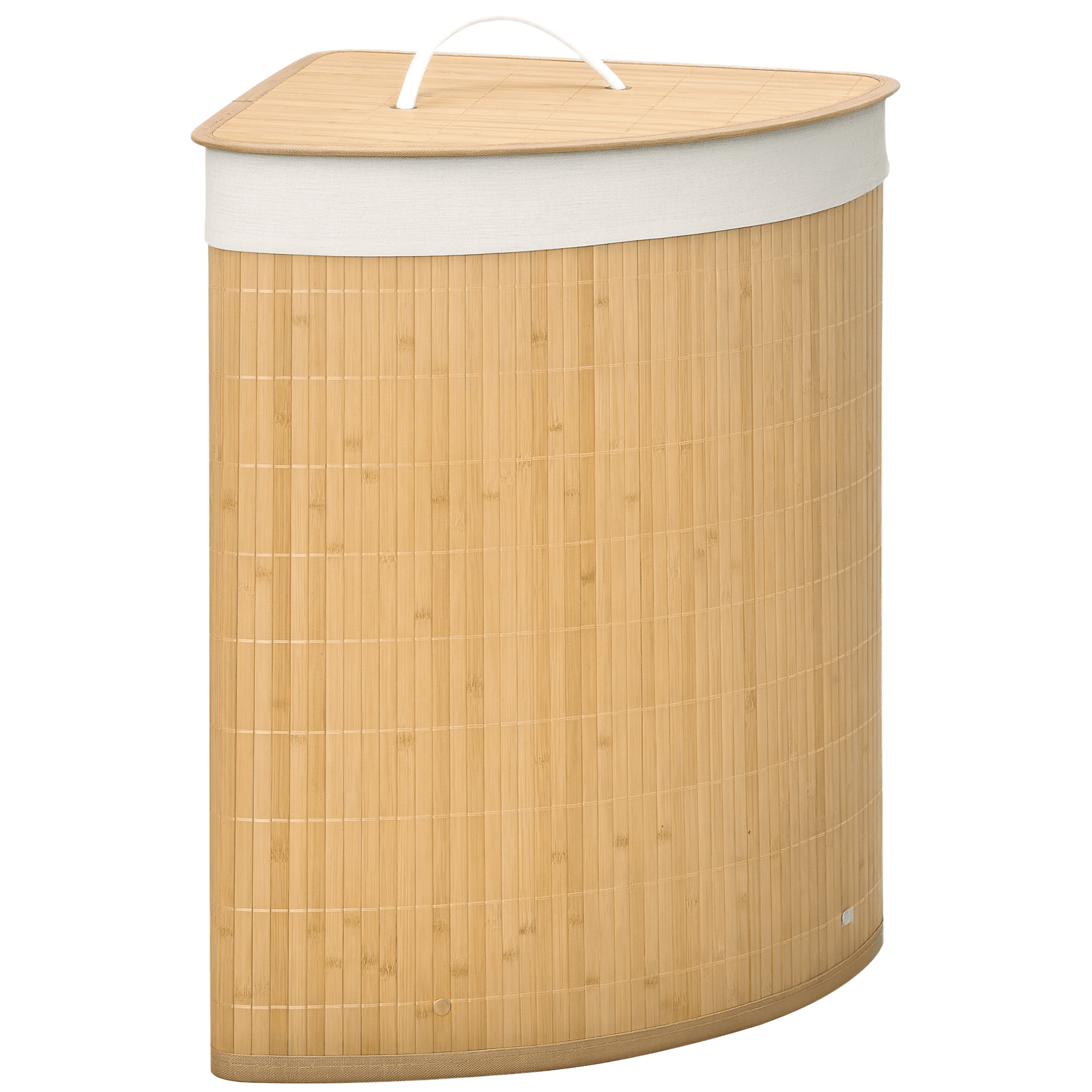 HOMCOM Panier à Linge d'Angle Bambou 55L Couvercle Sac Amovible Bicolore 38x38x57cm Aosom France