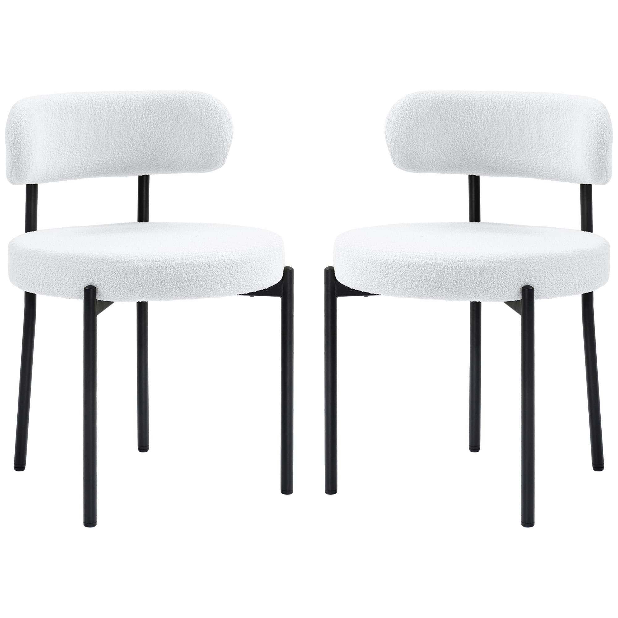 HOMCOM Ensemble de 2 chaises de salle à manger, Rembourrage en polaire, Chaises avec siège rembourré, Pieds en métal, Crème