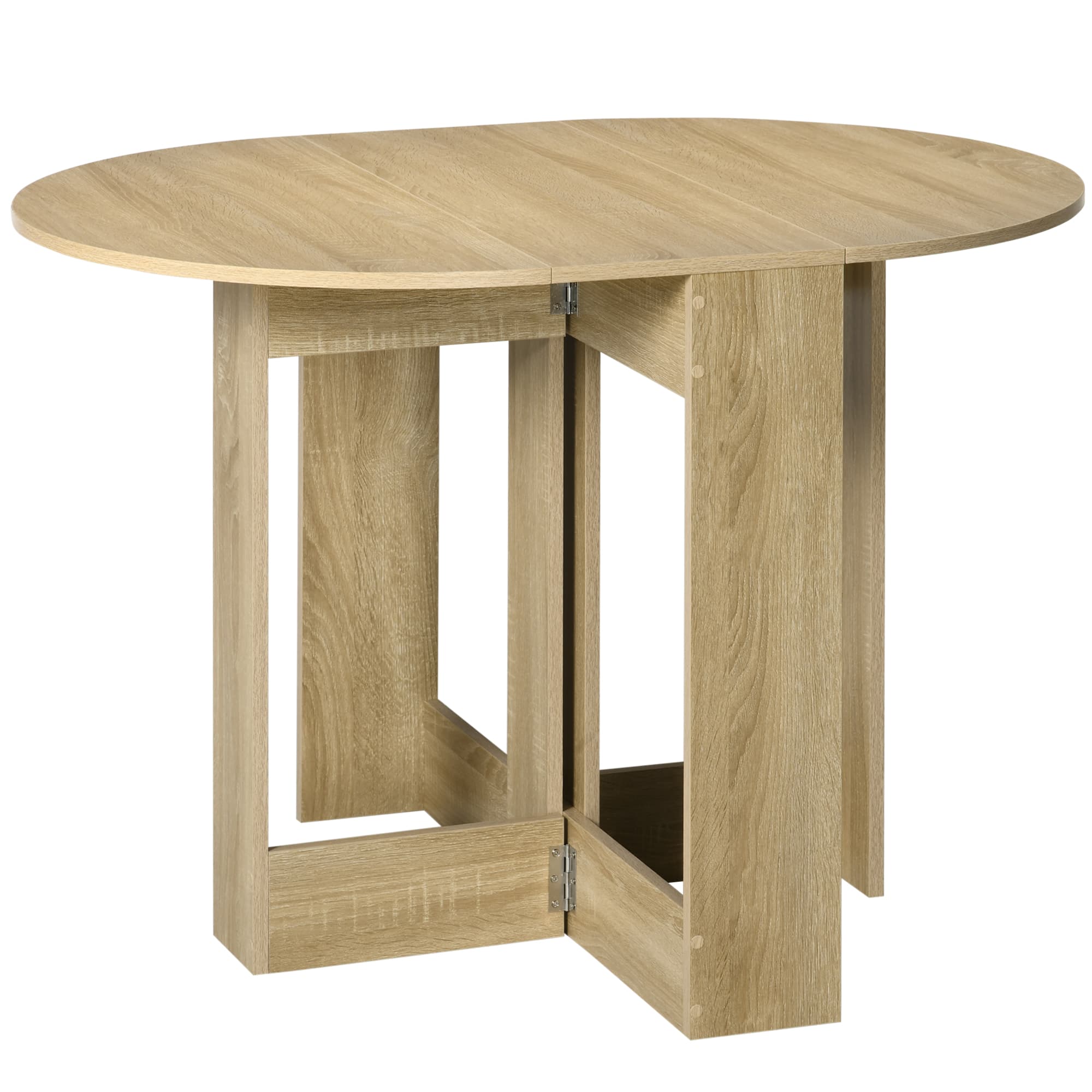 HOMCOM Table pliable de cuisine salle à manger 2 abattants - table ovale extensible - panneaux particules chêne