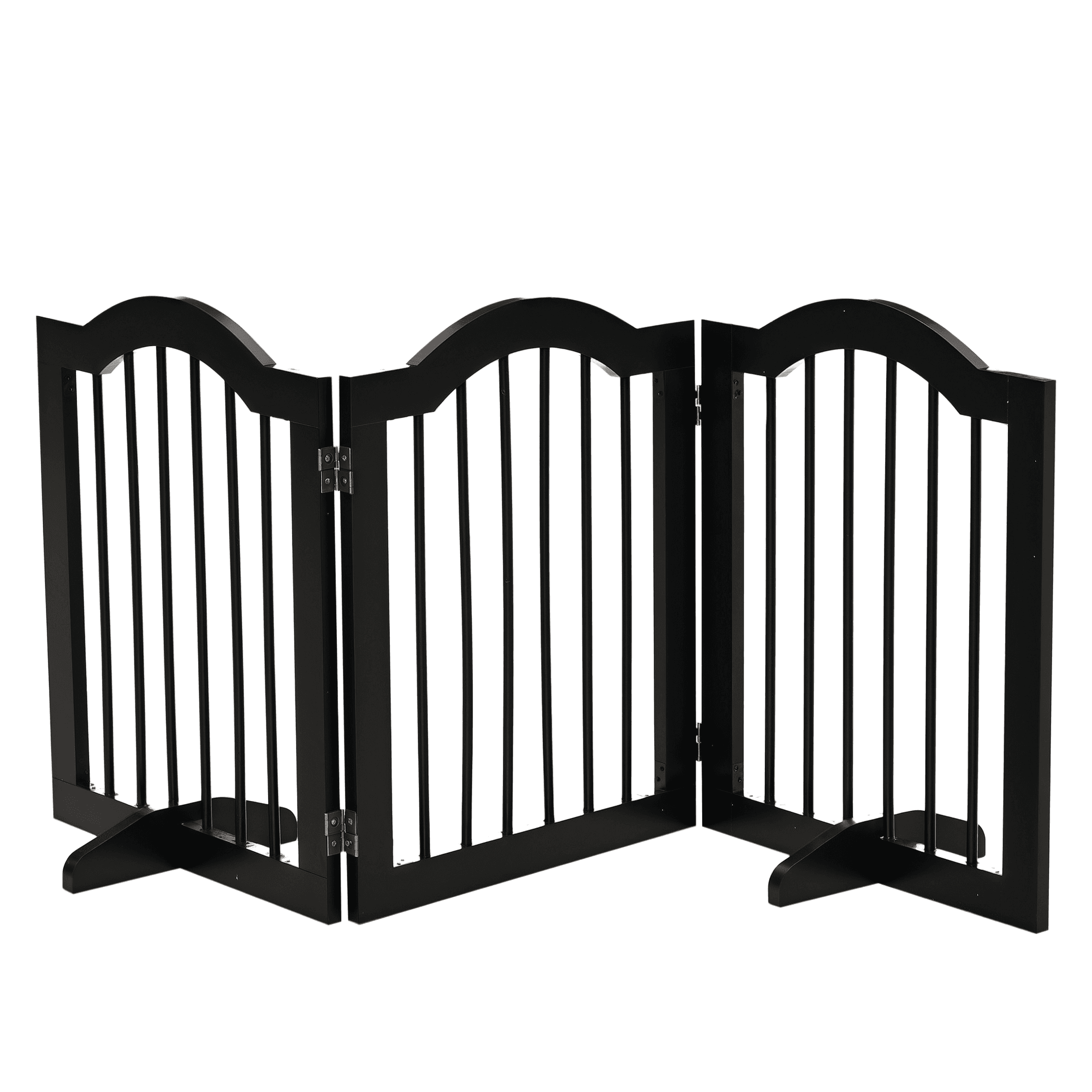 PawHut Barrière Modulable Pliante MDF Massif Noir pour Animaux de Compagnie 154,5x61cm Aosom France
