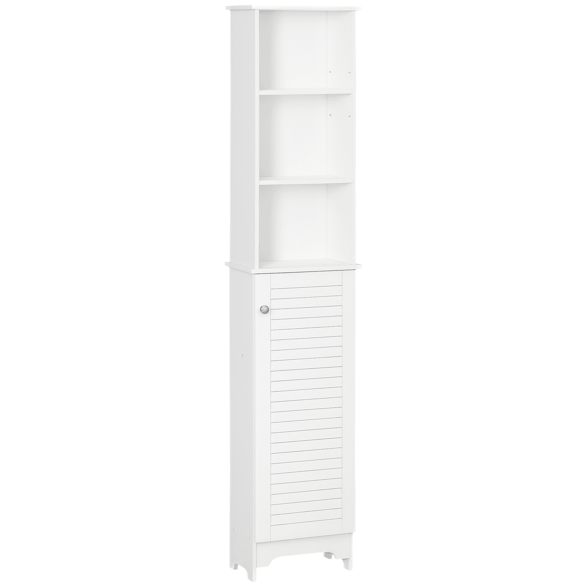 HOMCOM Meuble Colonne Salle de Bain 3 niches Placard Porte persienne 3 étagères MDF Panneaux de Particules Blanc