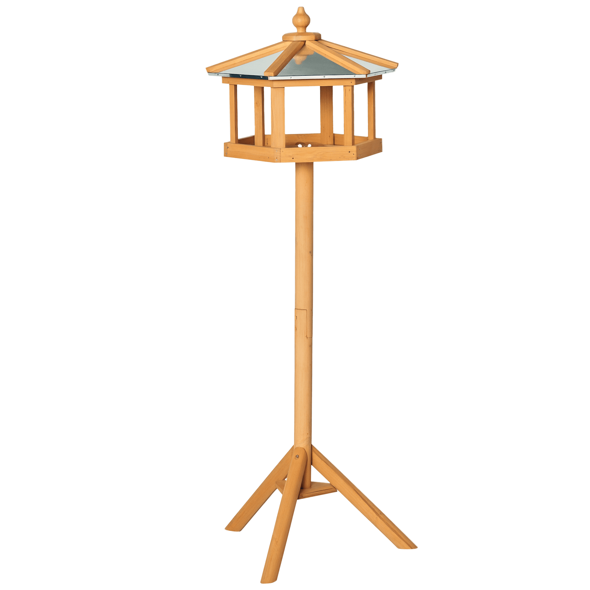 PawHut Mangeoire sur pied nichoir a plateau station a oiseau bois pour exterieur 113 cm