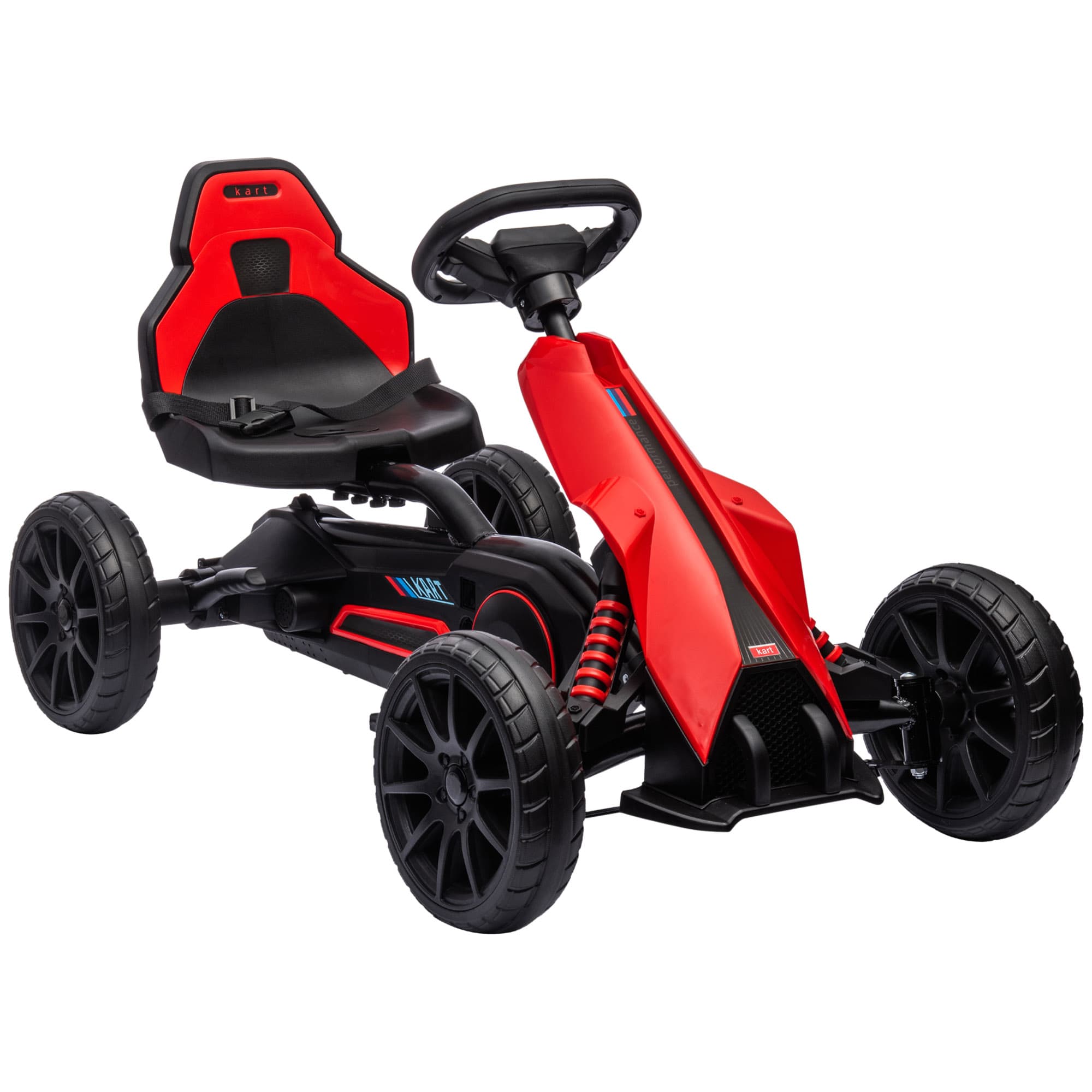HOMCOM Kart à pédales pour enfants avec siège ajustable 4 positions et roues en EVA 100 x 58 x 58,5 cm rouge et noir
