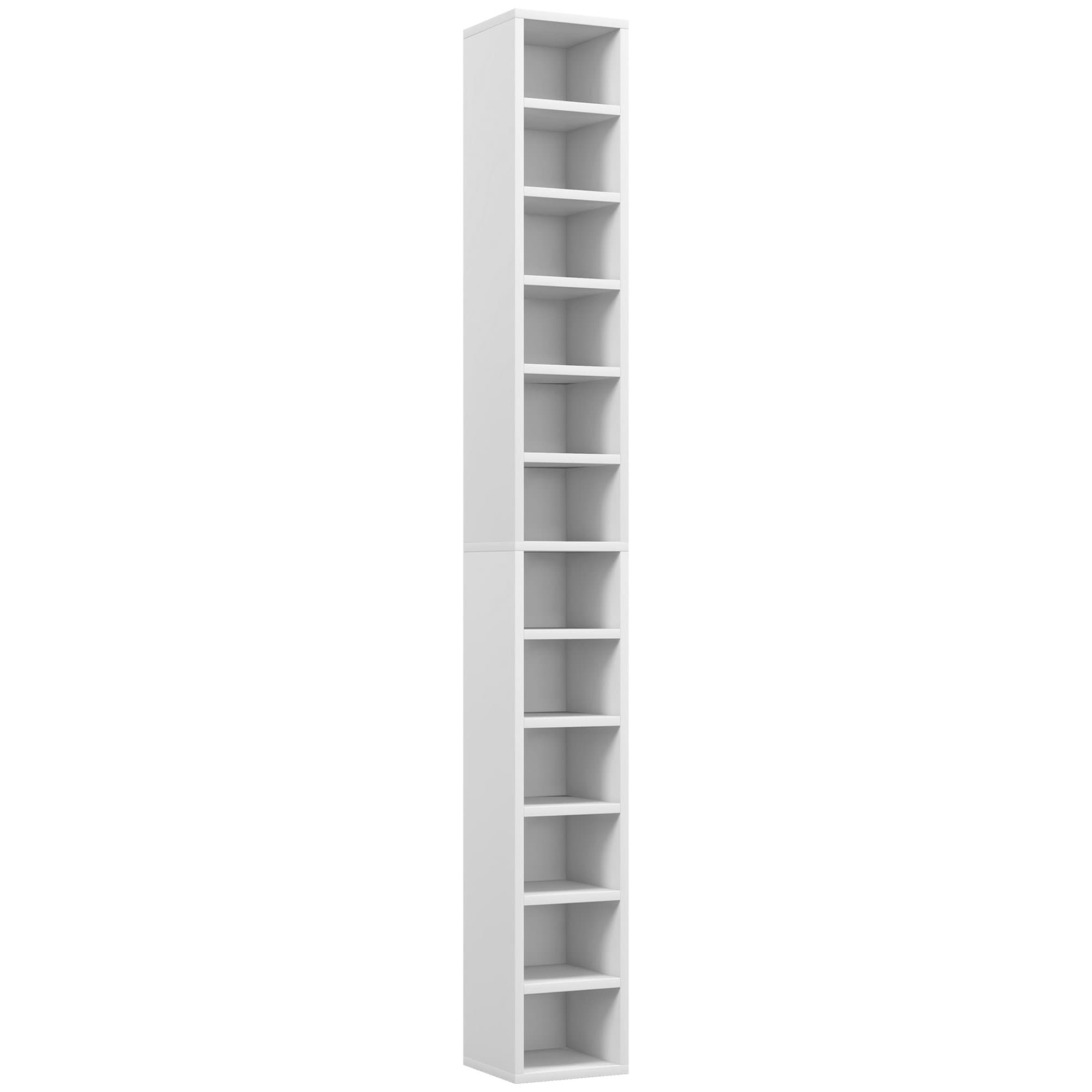 HOMCOM Rangements pour CD et DVD avec 12 compartiments, capacité max. 204 CD, 21 x 20 x 175 cm, blanc