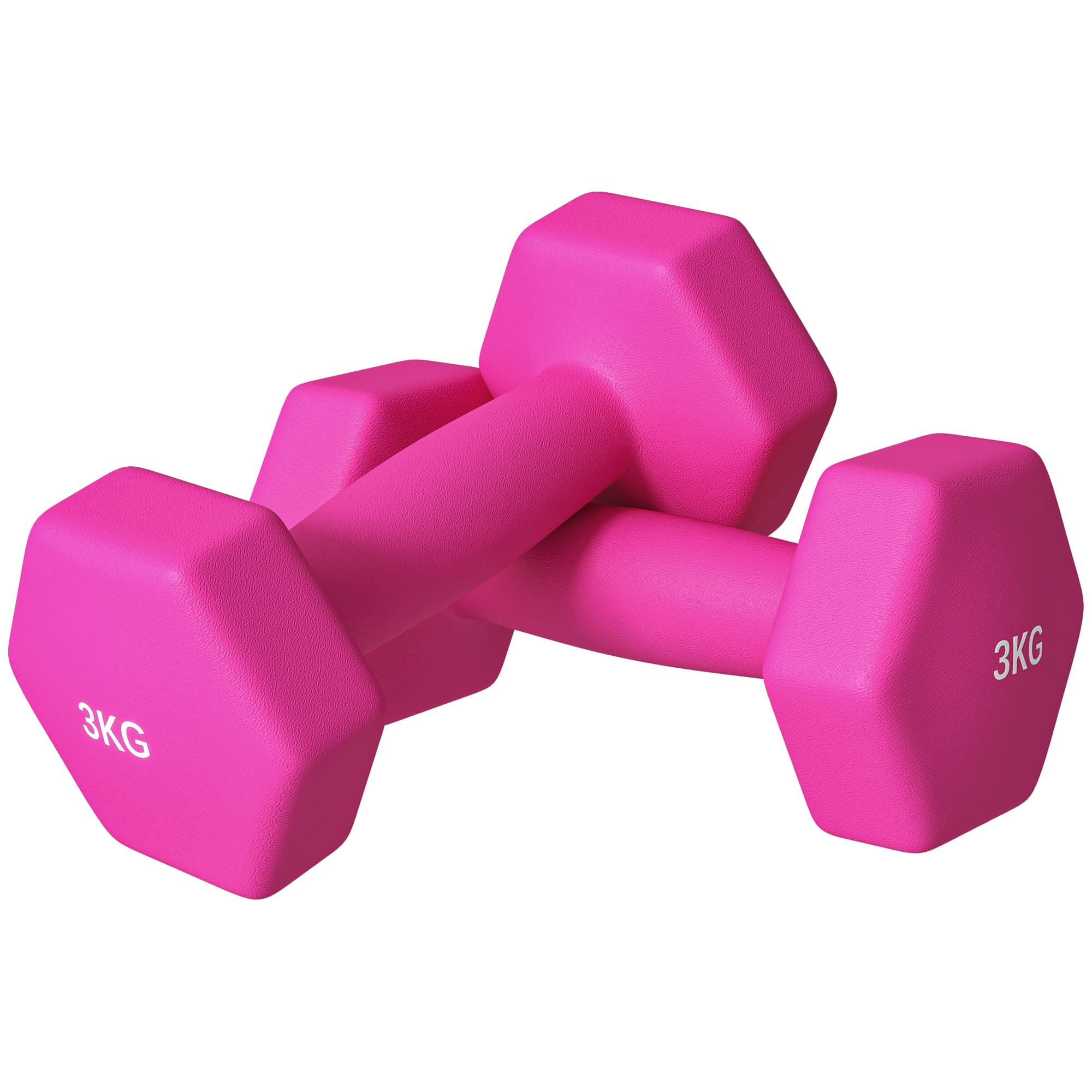 SPORTNOW Lot de 2 haltères hexagonales avec poignée antidérapante pour l'entraînement à la maison, 2 x 3 kg, rose