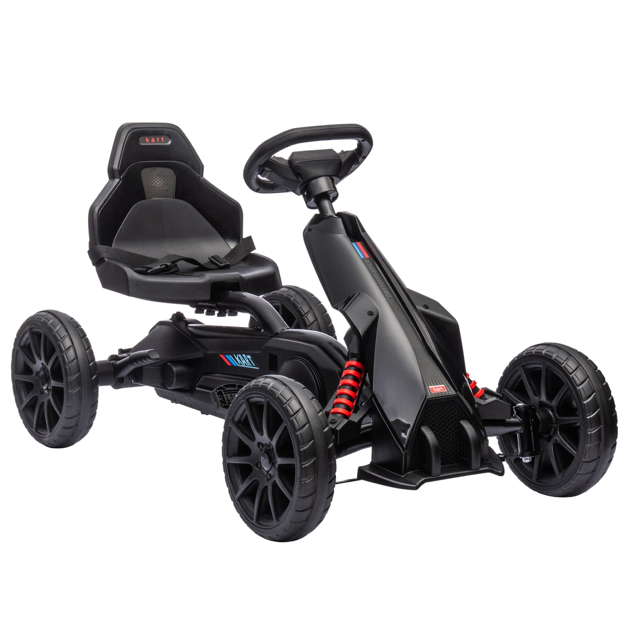 HOMCOM Kart à pédales pour enfants voiture enfant avec siège ajustable 4 positions et roues en EVA 100 x 58 x 58,5 cm noir