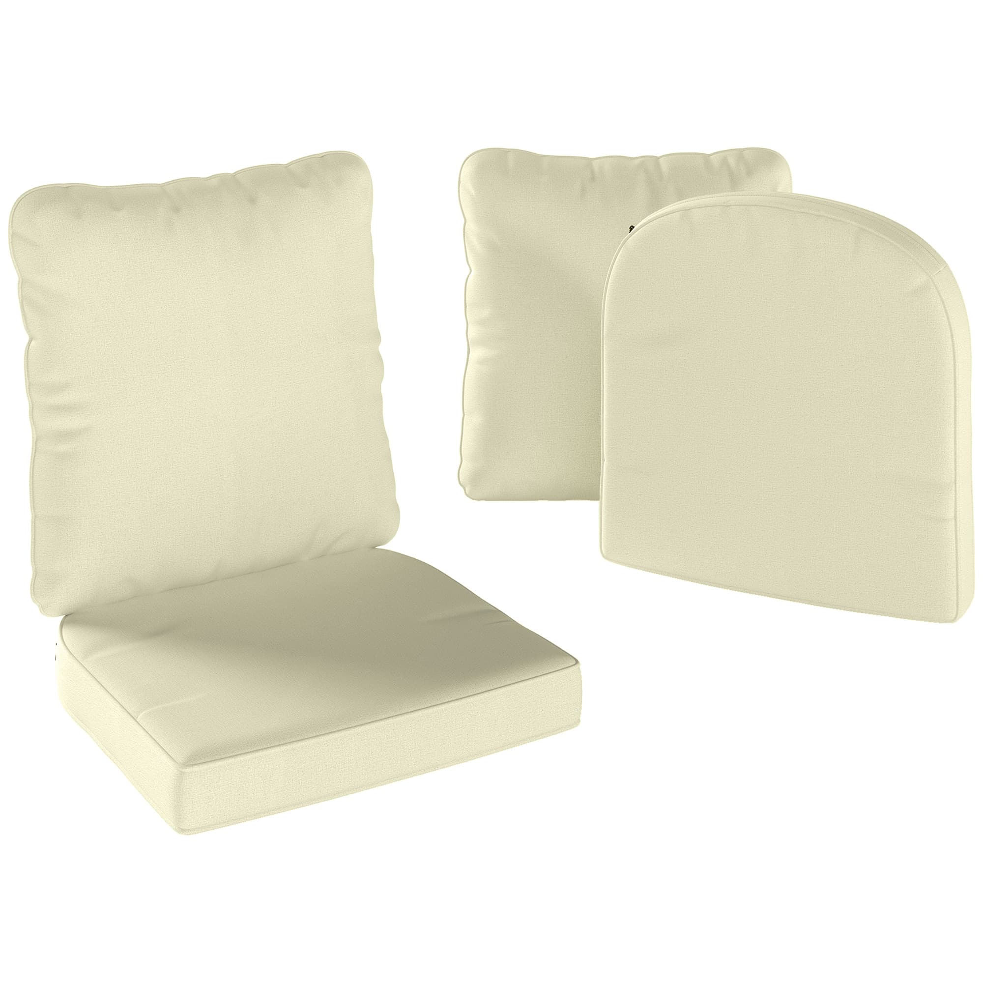 Outsunny Ensemble de 2 coussins d'assise avec dossier, coussin d'assise et de dossier extérieur et intérieur, crème