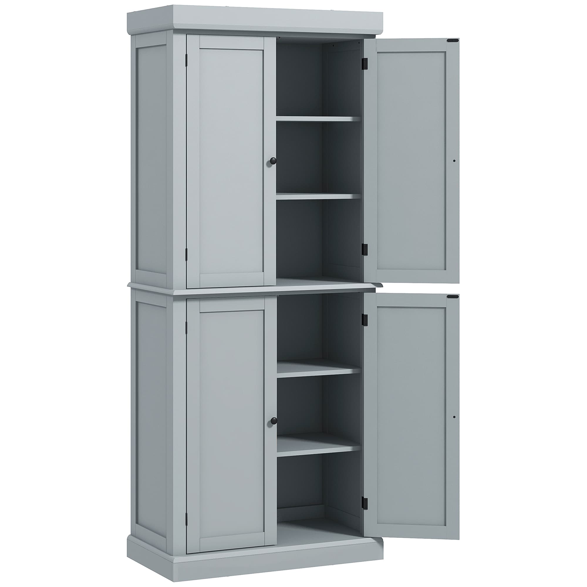 HOMCOM Armoire de cuisine buffet cuisine style moderne avec placards, étagères réglables, 76 x 40,5 x 184 cm, gris