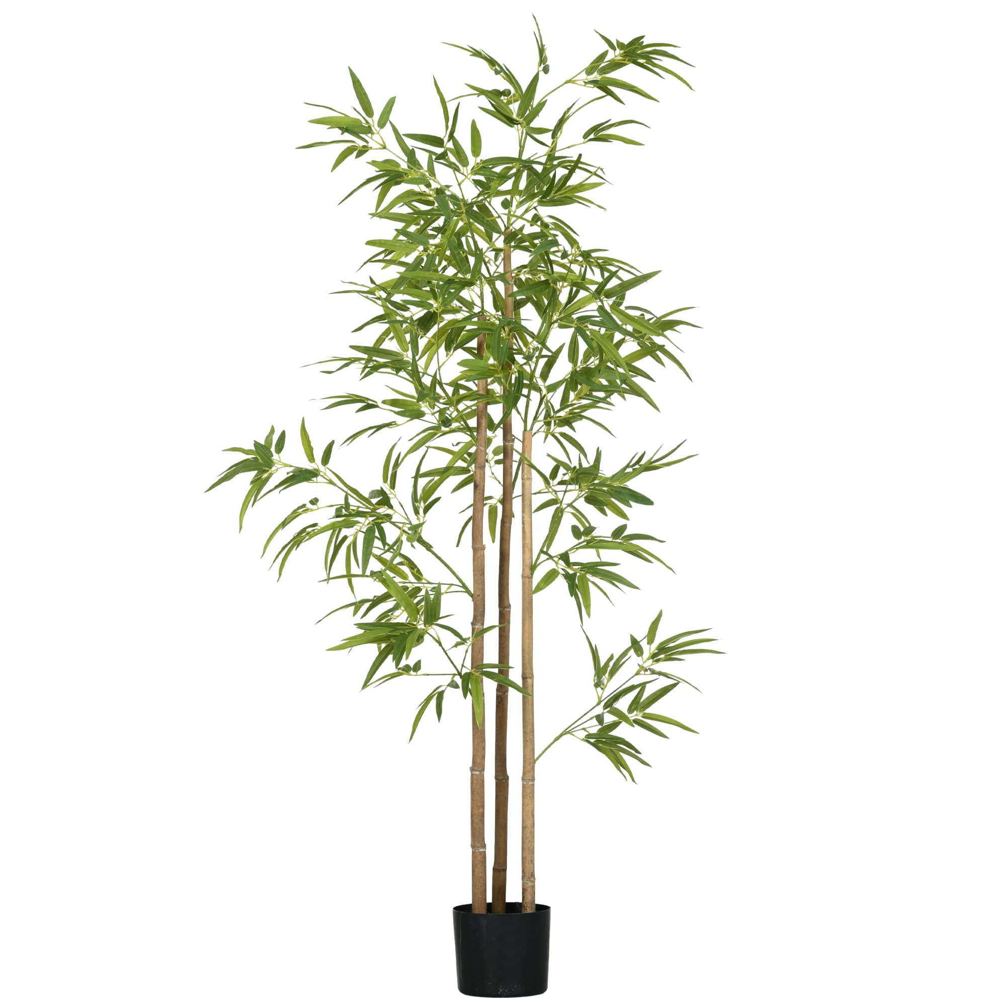 HOMCOM Arbre artificiel plante artificielle bambou artificiel avec pot inclus hauteur 180 cm intérieure vert