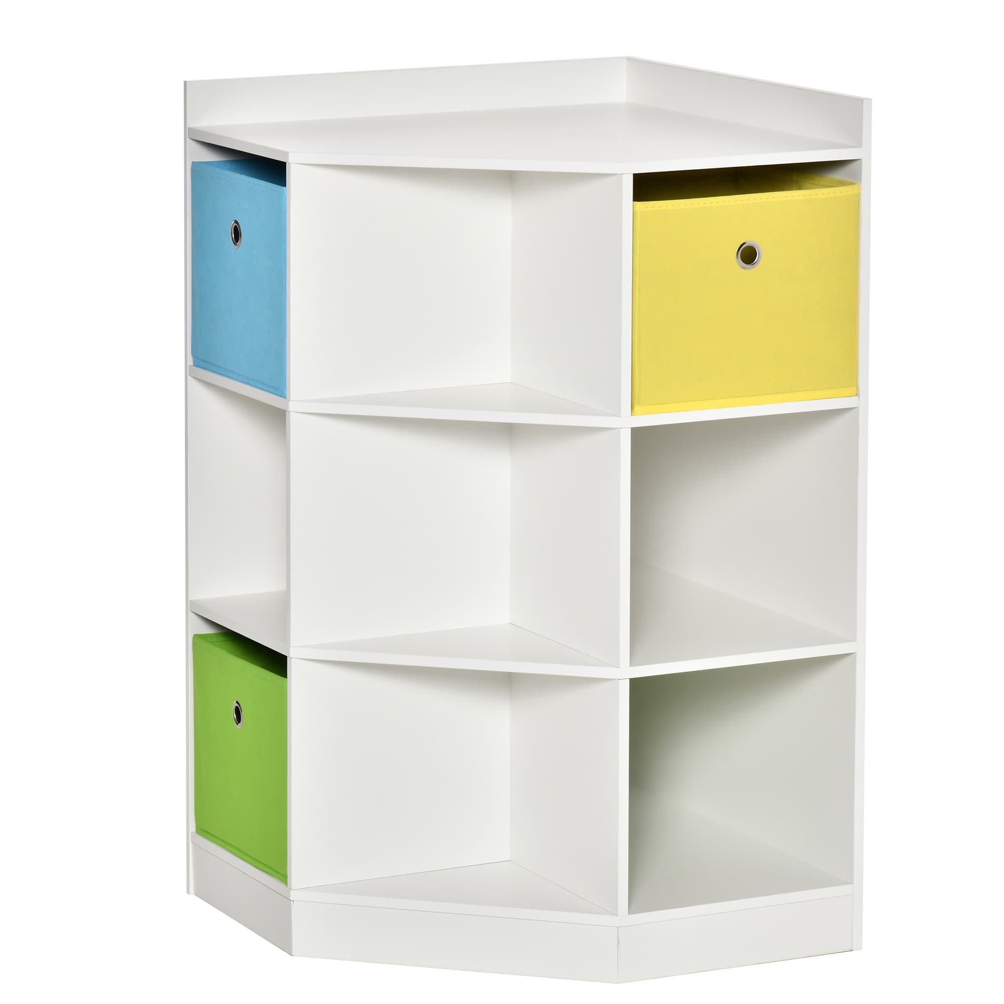 HOMCOM Étagère de rangement pour enfants, 3 tiroirs en tissu non-tissé, MDF, anti-basculement, Blanc