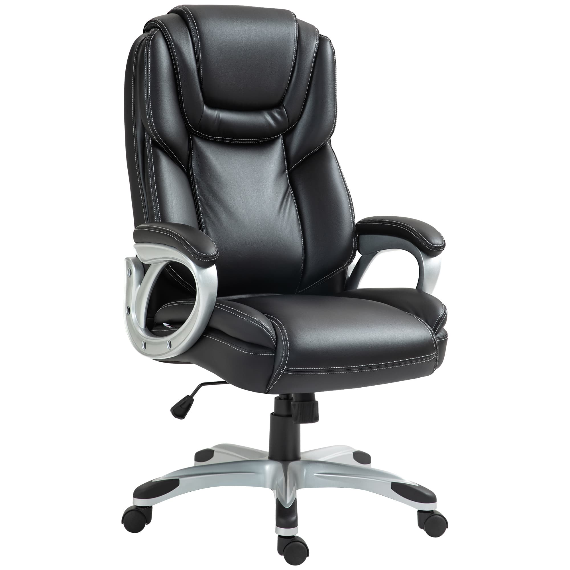 HOMCOM Chaise de bureau fauteuil de bureau avec fonction bascule roulettes pivotantes 360° 66 x 75,5 x 115,5-124,5 cm noir