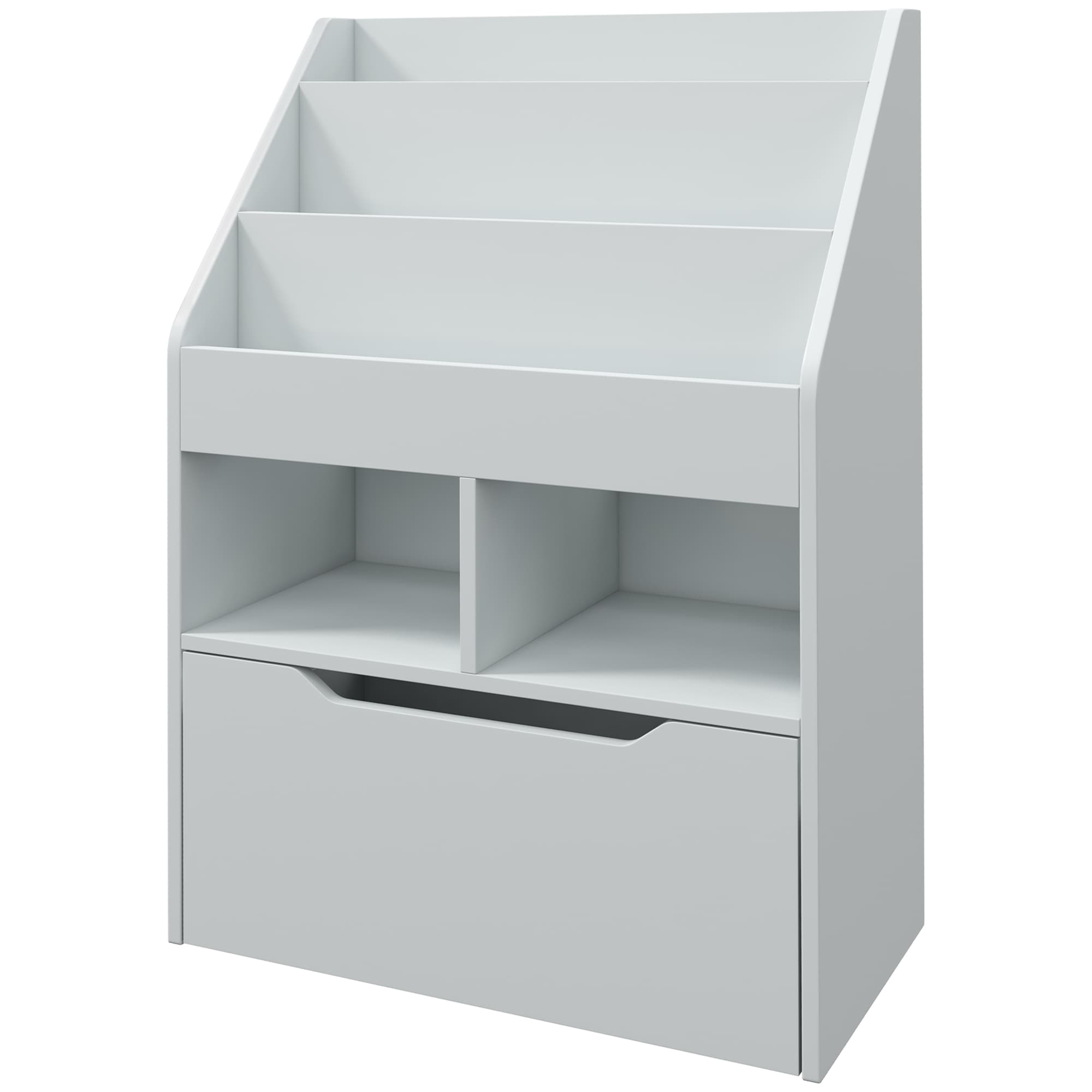 HOMCOM Etagère pour enfants avec tiroir, étagère à livres avec étagères, 60 x 29,9 x 90 cm, Gris