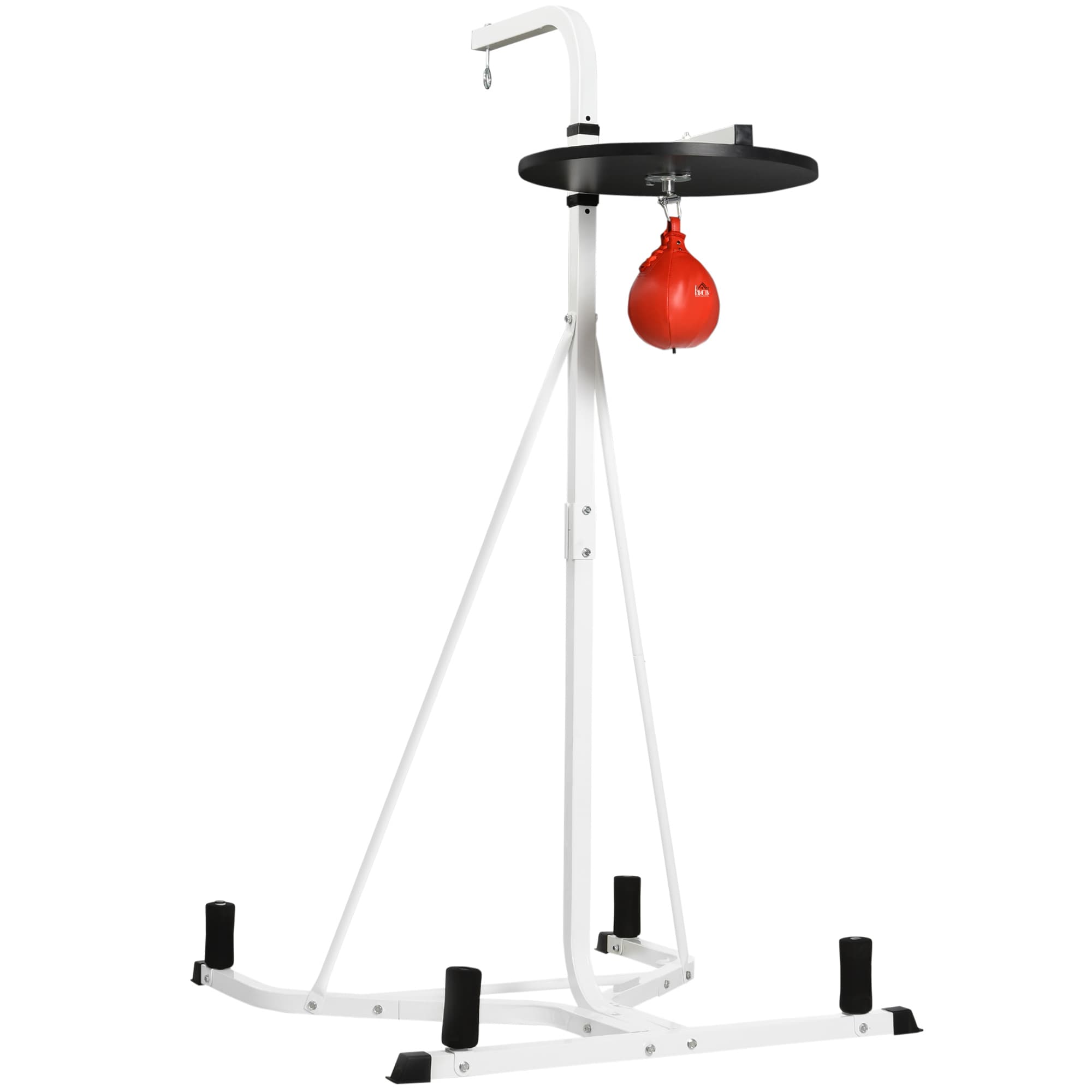 HOMCOM Support pour sac de frappe sur pieds autoportant 2 en 1 avec poire de vitesse 156 x 115 x 224 cm blanc