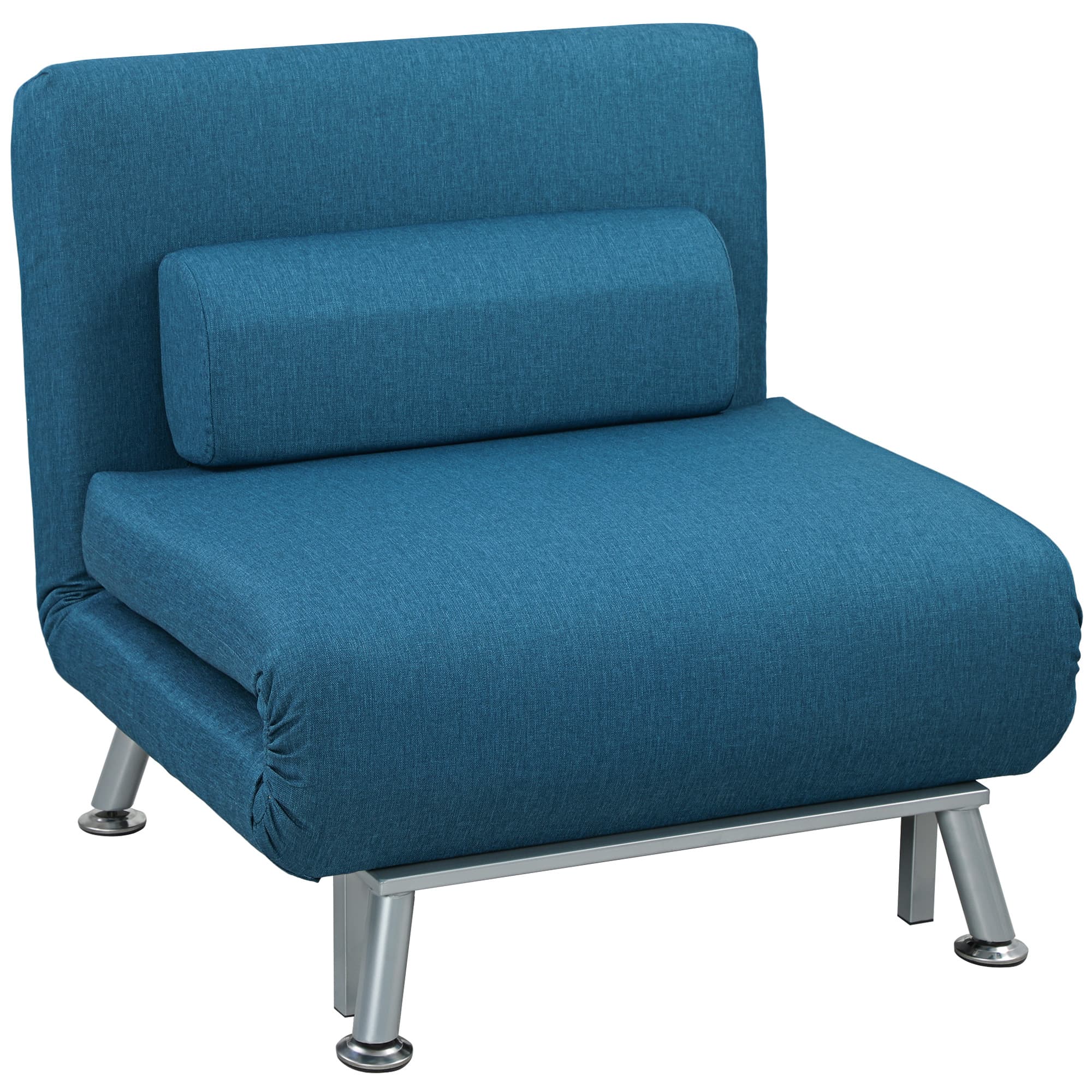 HOMCOM Fauteuil convertible 3 en 1 chauffeuse lit 1 place avec coussin bleu