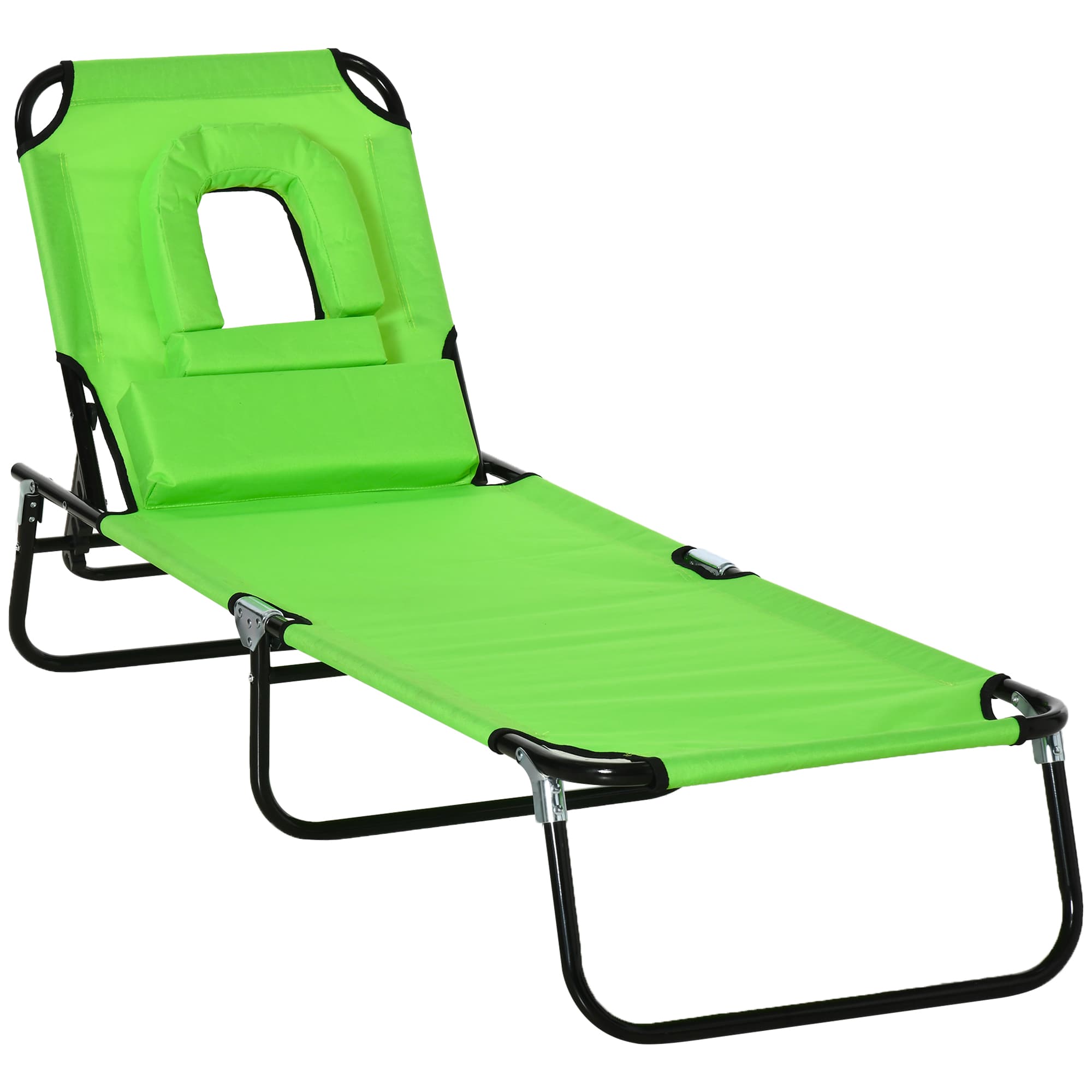 Outsunny Chaise Longue Pliante Verte Confort Lecture Jardin Aosom France