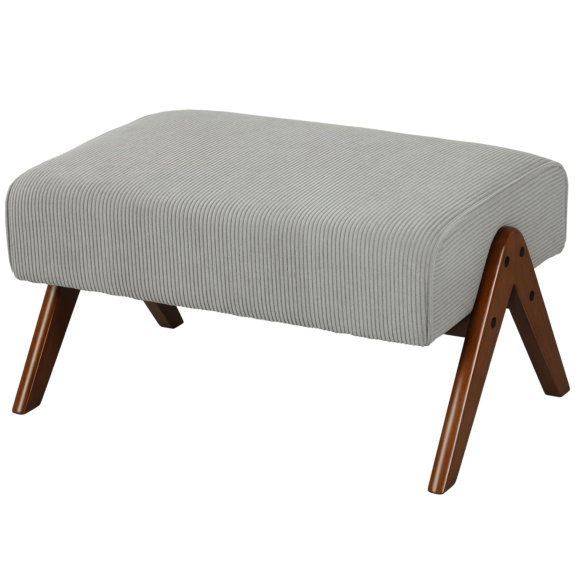 HOMCOM Repose-pieds de Salon Taburete Bajo avec Assise Rembourrée Pieds en Bois pour Salon Chambre 69x47x36 cm Gris
