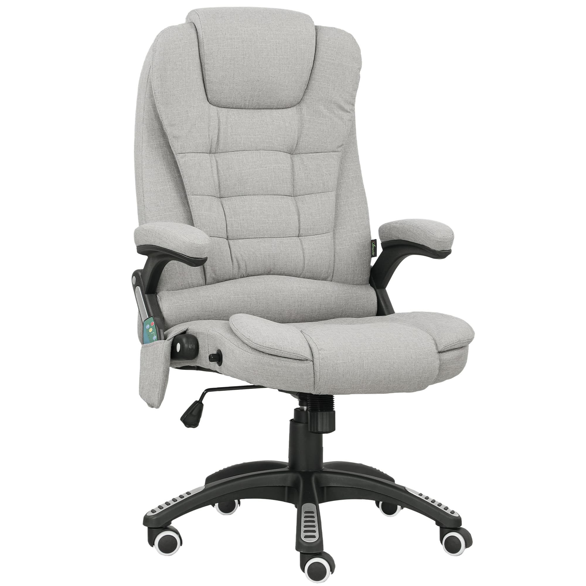 Vinsetto Fauteuil de bureau massant et chauffant chaise de bureau avec hauteur réglable dossier inclinable et télécommande gris