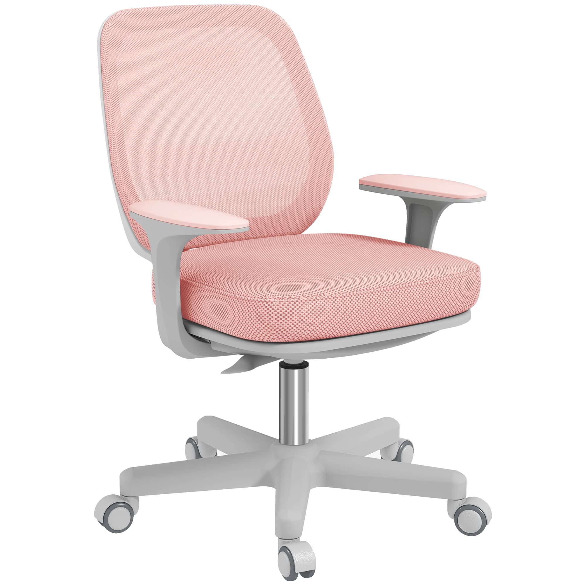 Vinsetto Fauteuil de bureau, chaise de bureau ergonomique en maille, hauteur réglable, 55x48x82,5-94,5cm, rose
