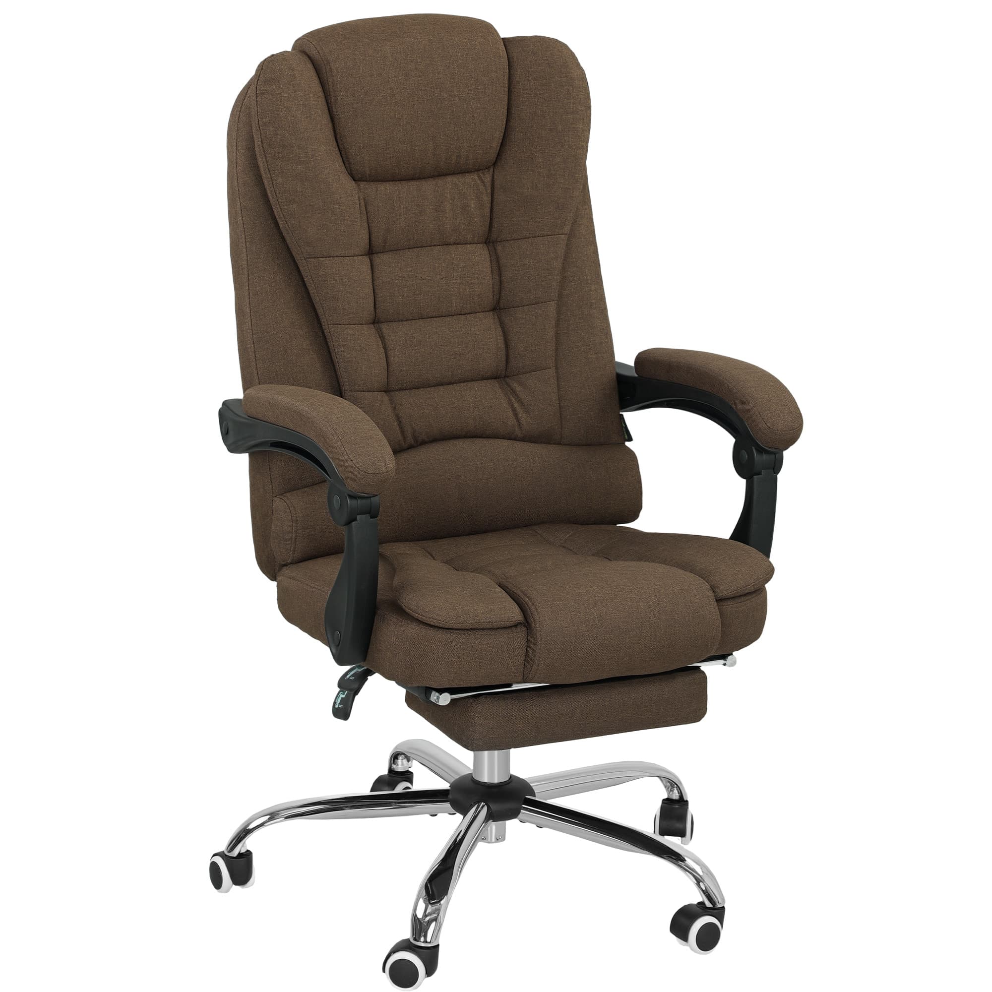 Vinsetto Fauteuil de bureau avec hauteur réglable, dossier inclinable, repose-pied et accoudoirs rembourrés, marron