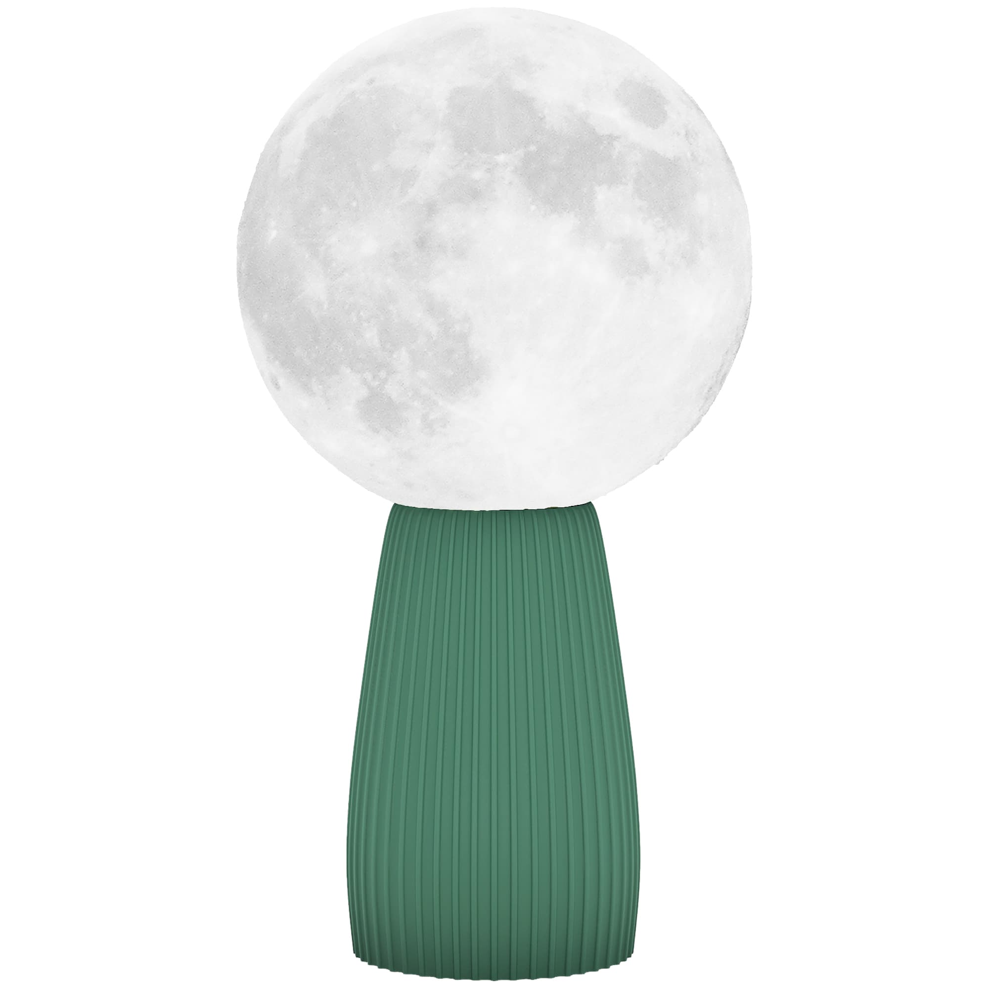 HOMCOM Lampe de Table Forme de Lune et 3 Couleurs avec 10 Luminosités, en ABS, Ø15x28 cm, Blanc et Vert Foncé
