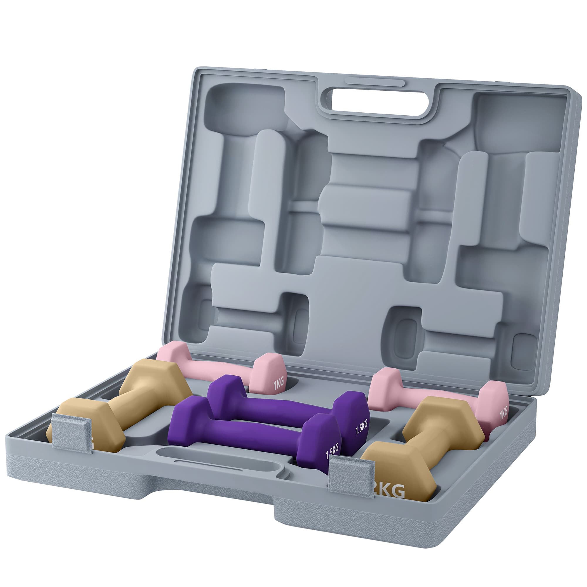 SPORTNOW Ensemble d'haltères, 6 pièces, haltères avec poids, ensemble d'haltères en acier, 1kg, 1,5kg, 2kg