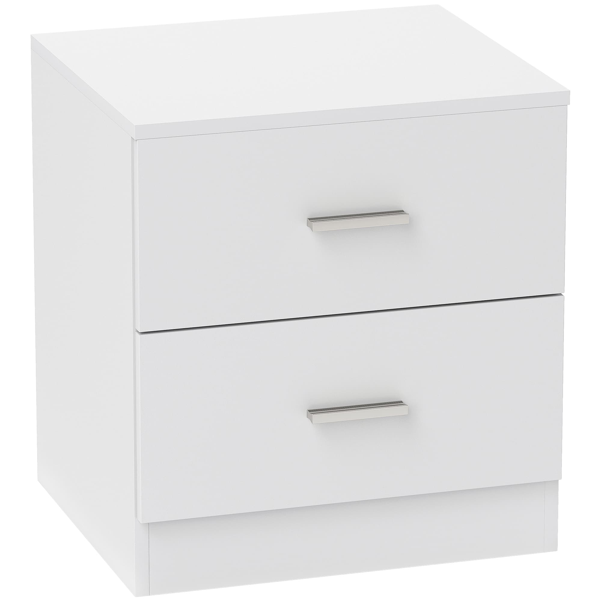 HOMCOM Table de chevet avec 2 tiroirs poignée en alliage d'aluminium style contemporain 45 x 39,5 x 49 cm blanc