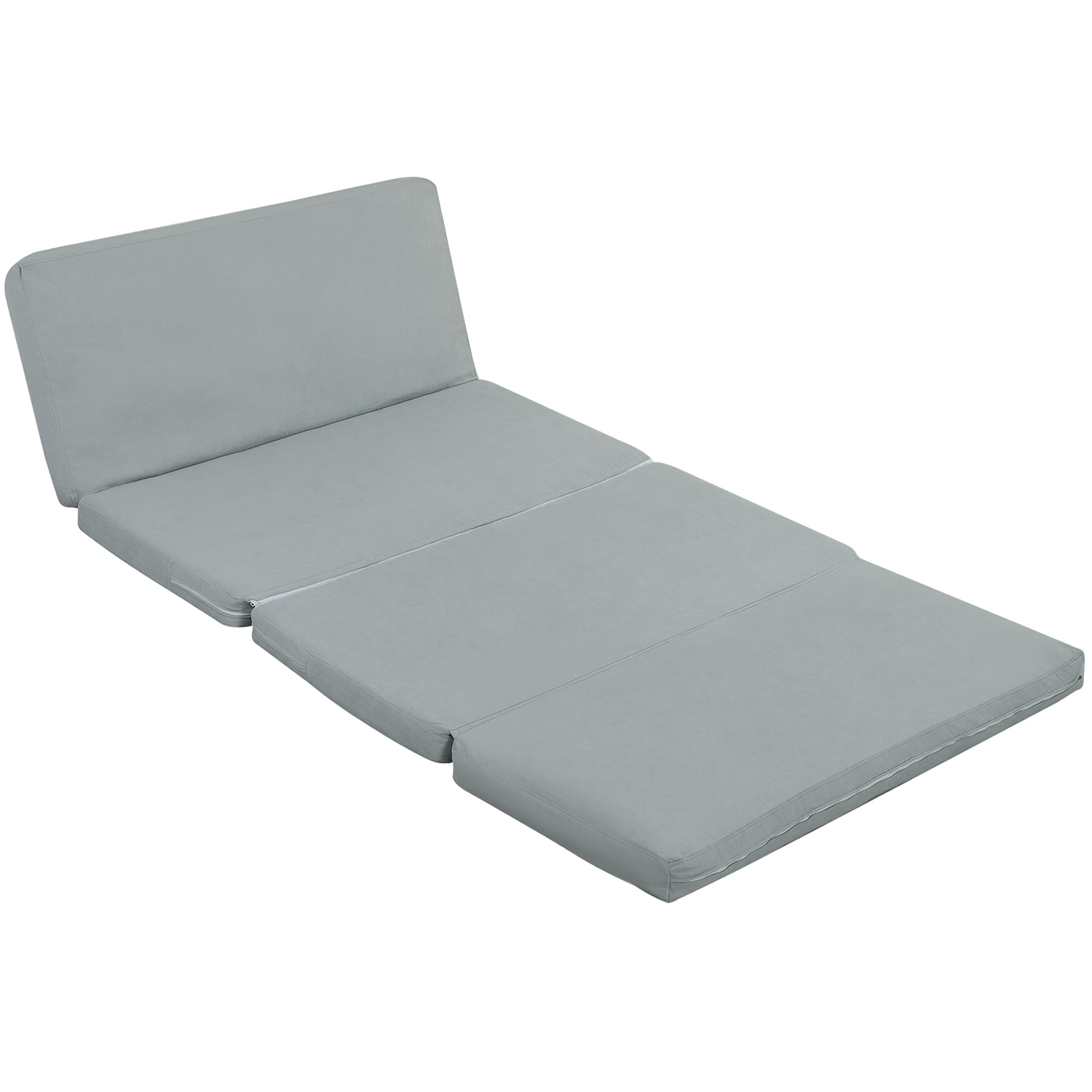 HOMCOM Canapé paresseux chauffeuse convertible pliable en 4 parties avec dossier inclinable, 137,5 x 85,5 x 74 cm, gris clair