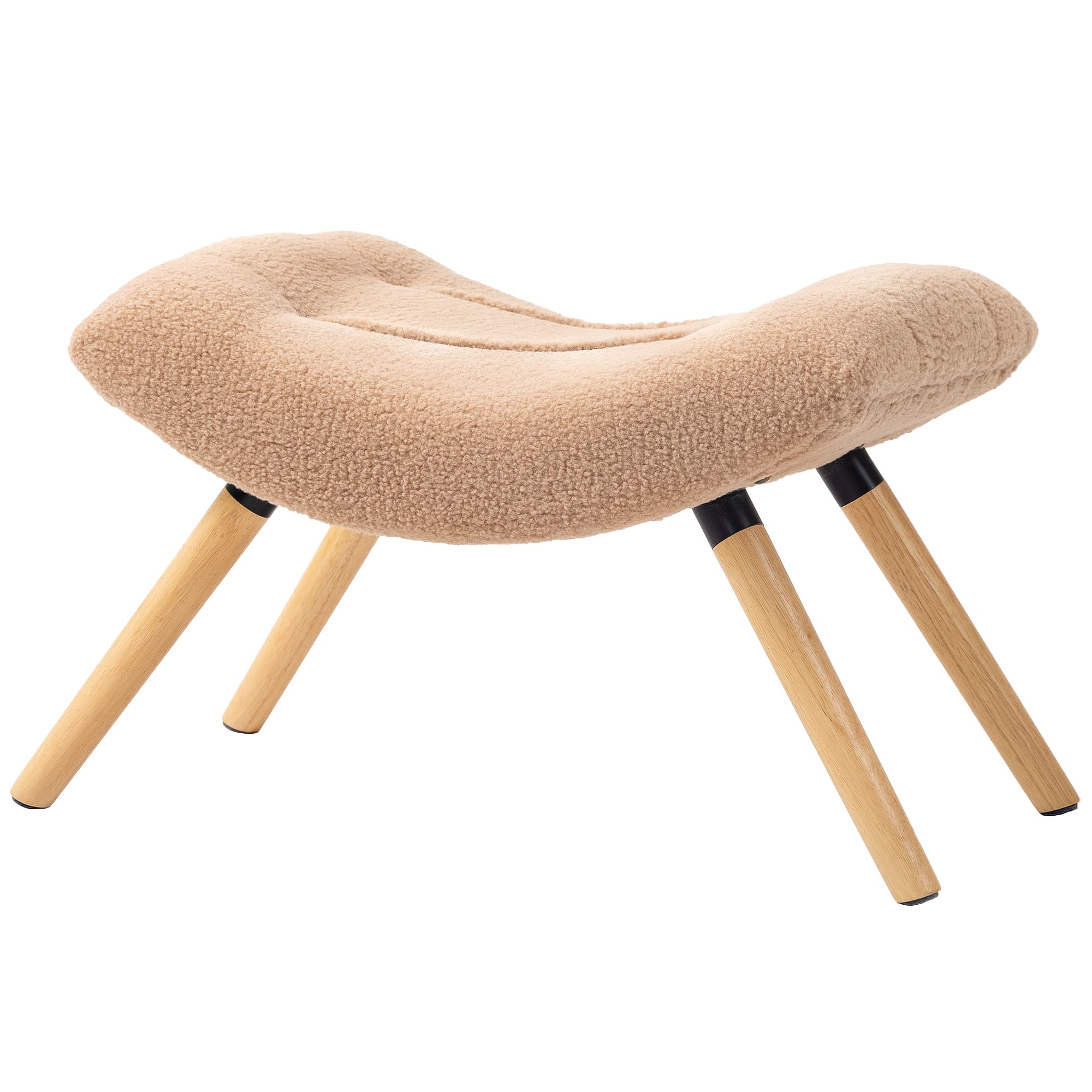 HOMCOM Tabouret moderne avec revêtement en polaire et pieds en bois, rembourré, pour salon, chambre à coucher, couloir, Marron