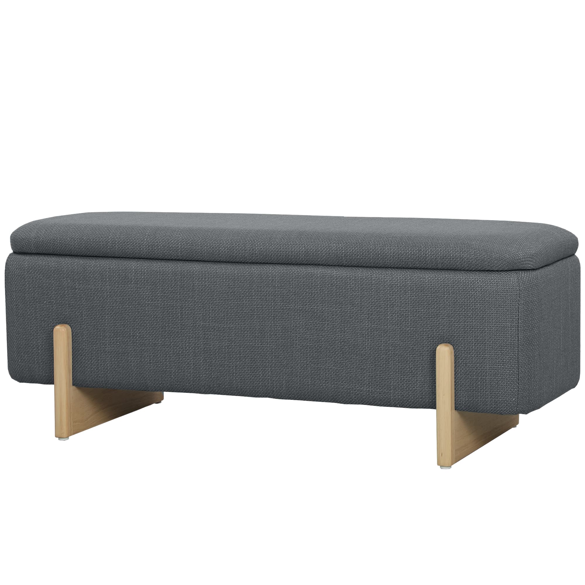 HOMCOM Tabouret avec Espace de Rangement, Banc Rembourré en Imitation Lin, 111 x 44 x 44,5 cm, Gris foncé